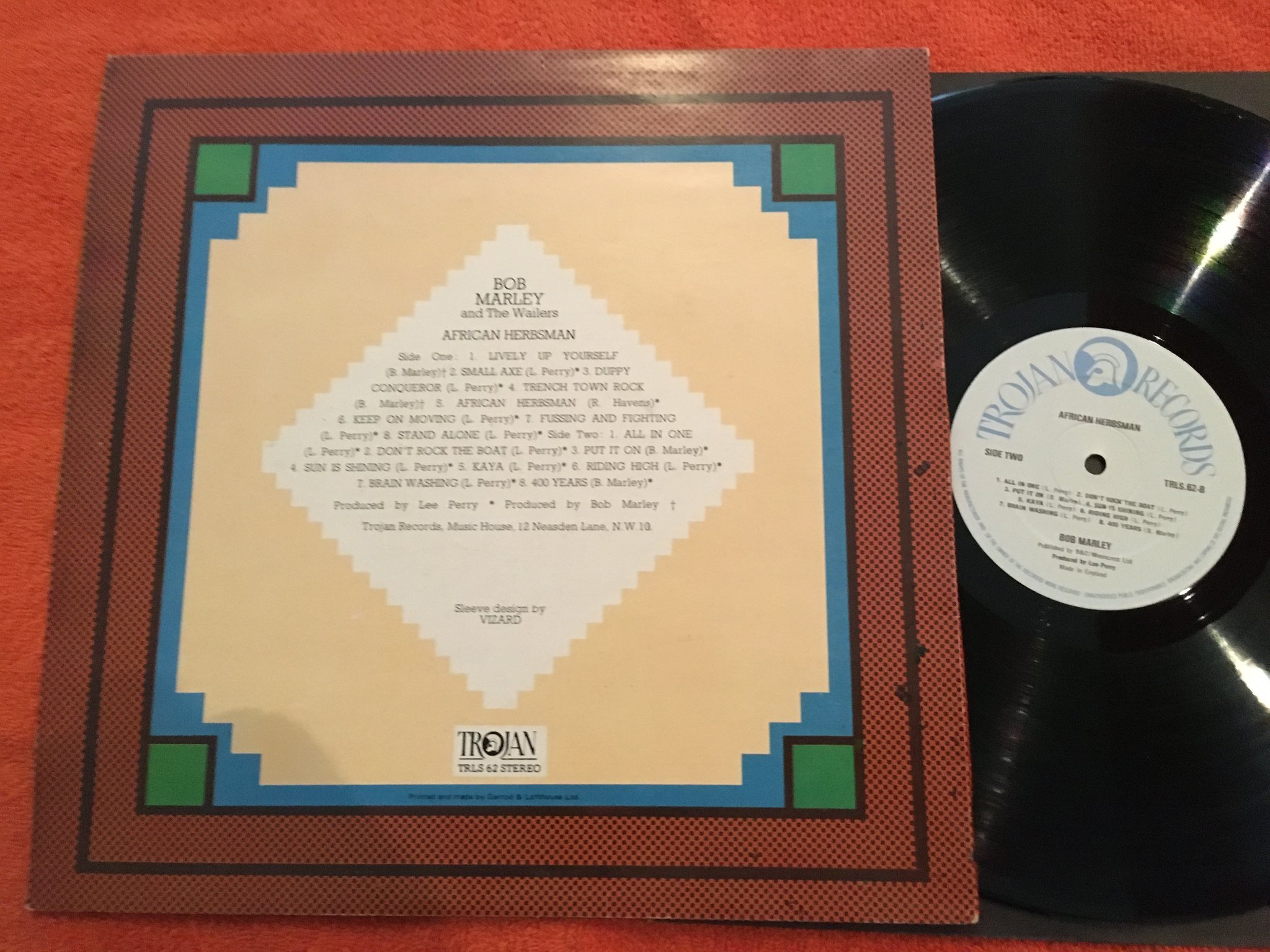 Omslagsbild för skivan BOB MARLEY african herbsman LP -73 UK TROJAN TRLS 62