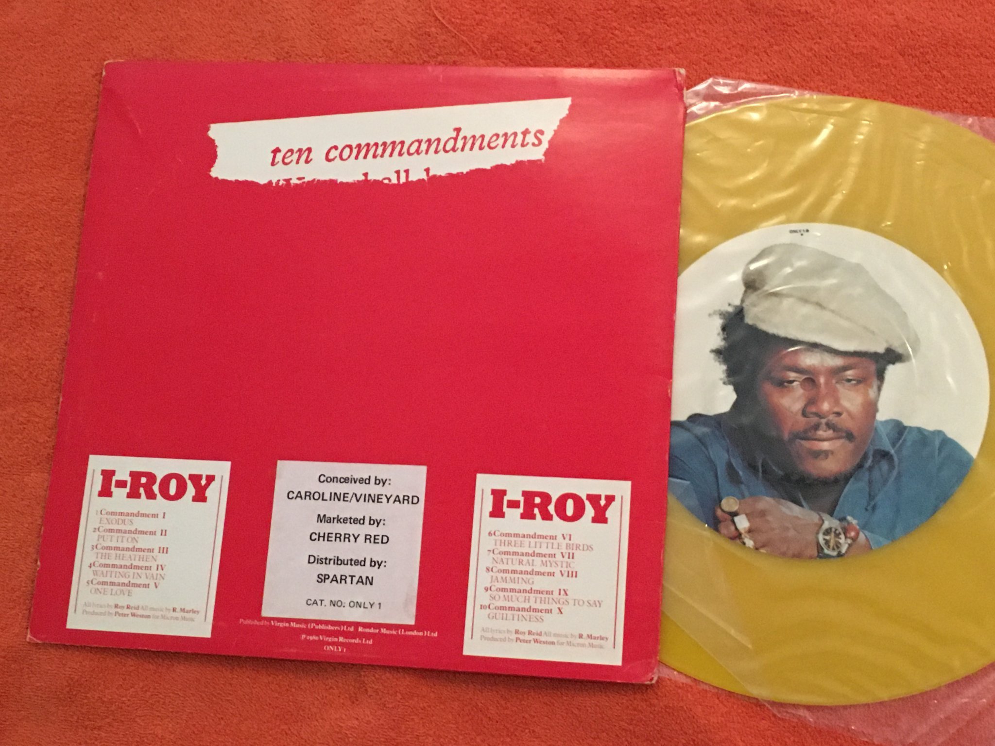 Omslagsbild för skivan I-ROY ten commandments LP -80 UK picture disc VIRGIN ONLY 1  reggae!