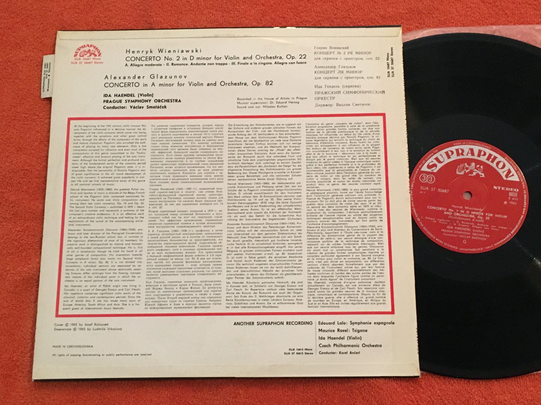 Omslagsbild för skivan IDA HAENDEL Wieniawski: concerto no 2 LP -65 SUPRAPHON SUA ST 50687 rare!