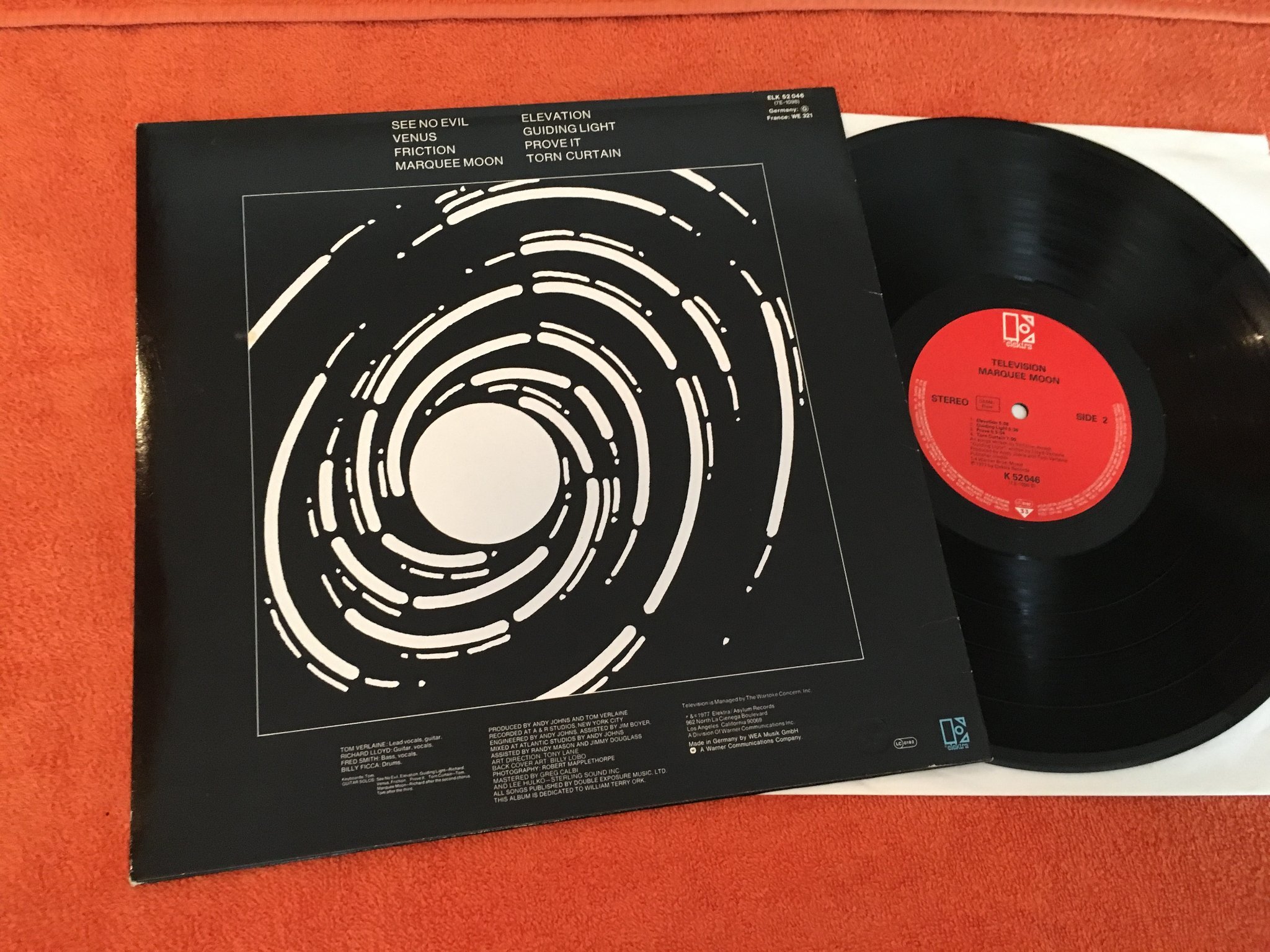 Omslagsbild för skivan TELEVISION marquee moon LP Ger ELEKTRA ELK 52 046