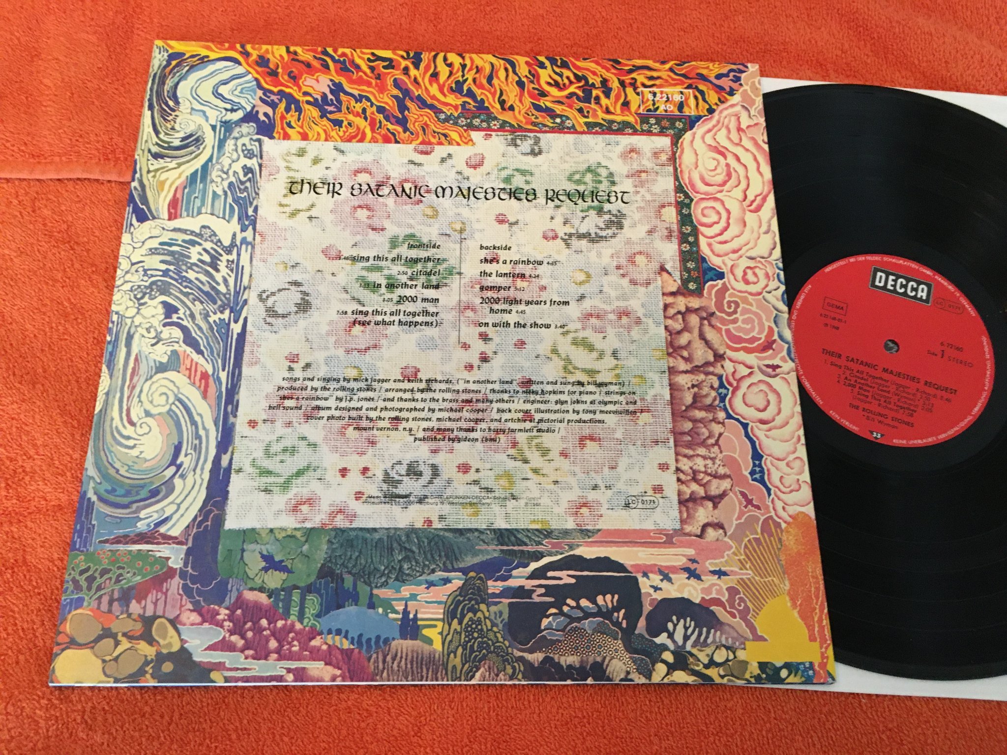 Omslagsbild för skivan ROLLING STONES their satanic majesties request LP Ger DECCA 6.22160