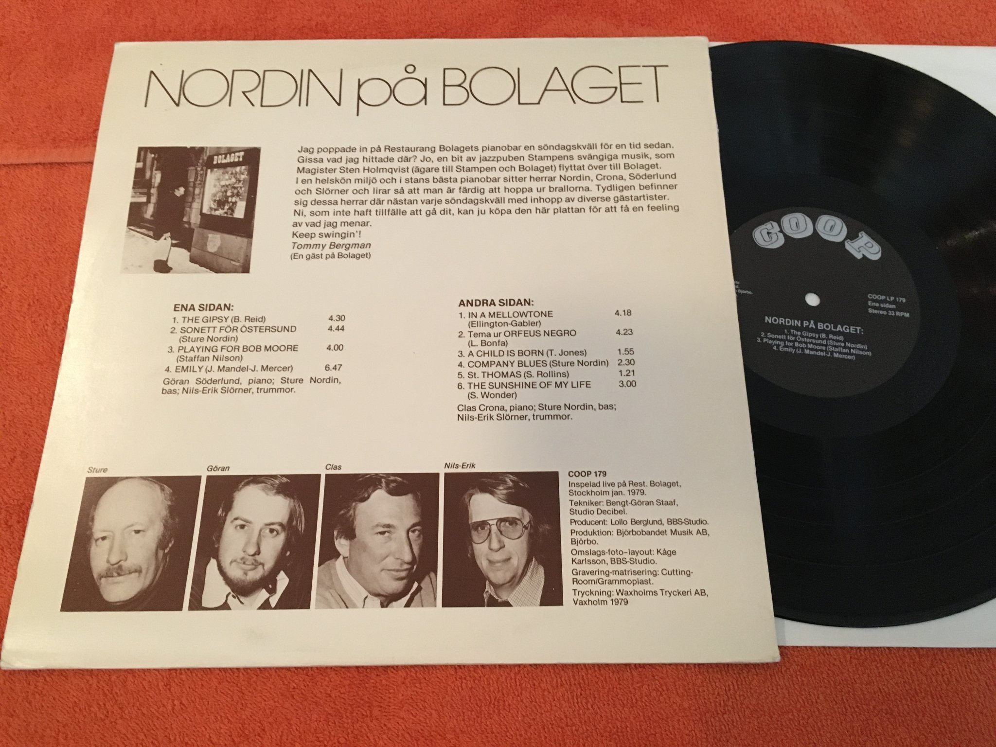 Omslagsbild för skivan Sture Nordin på bolaget LP -79 Swe COOP 179