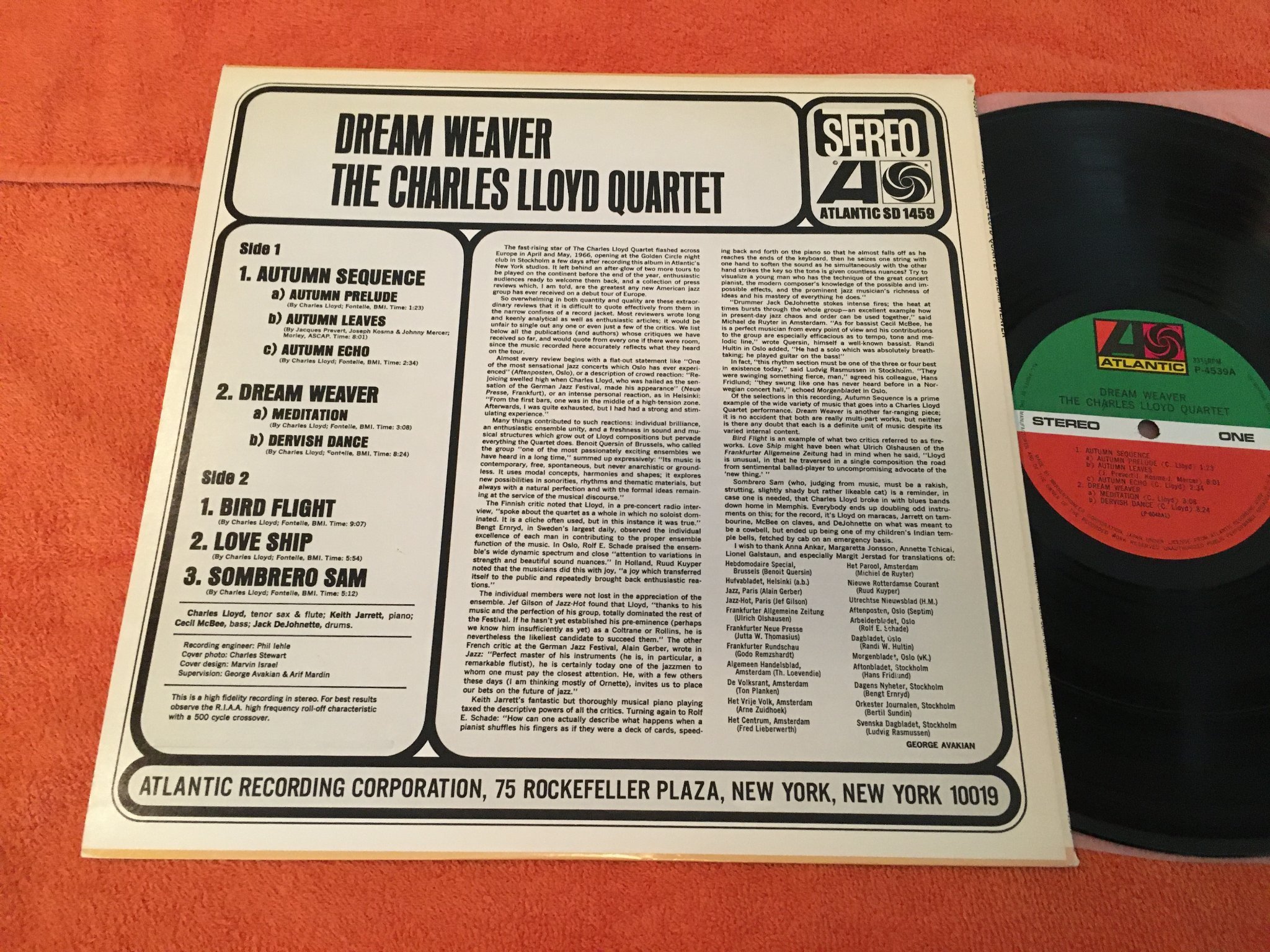 Omslagsbild för skivan THE CHARLES LLOYD QUARTET dream weaver LP Japan ATLANTIC P-4539