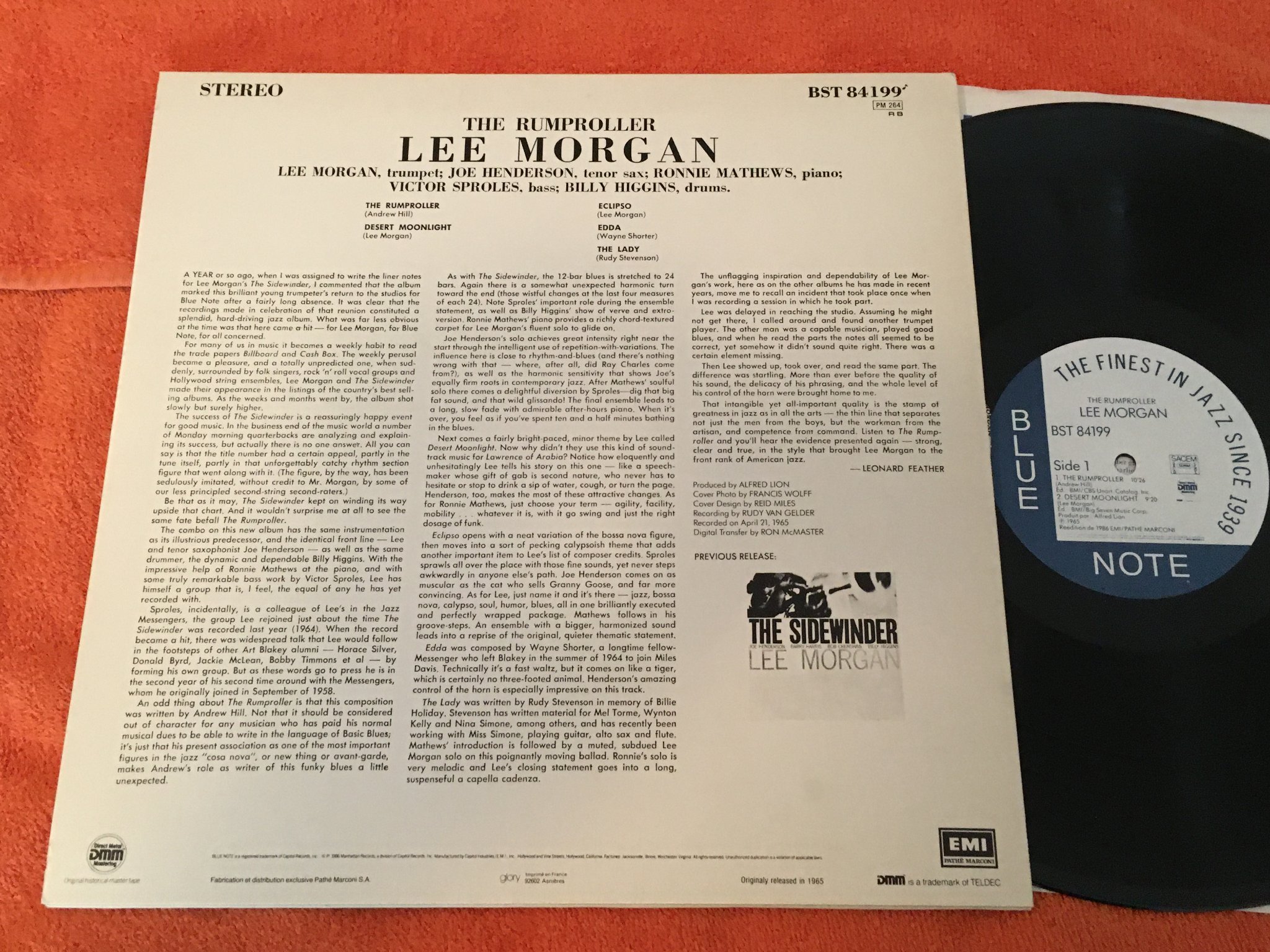 Omslagsbild för skivan LEE MORGAN the rumproller LP -65/86 Fra BLUE NOTE BST 84199
