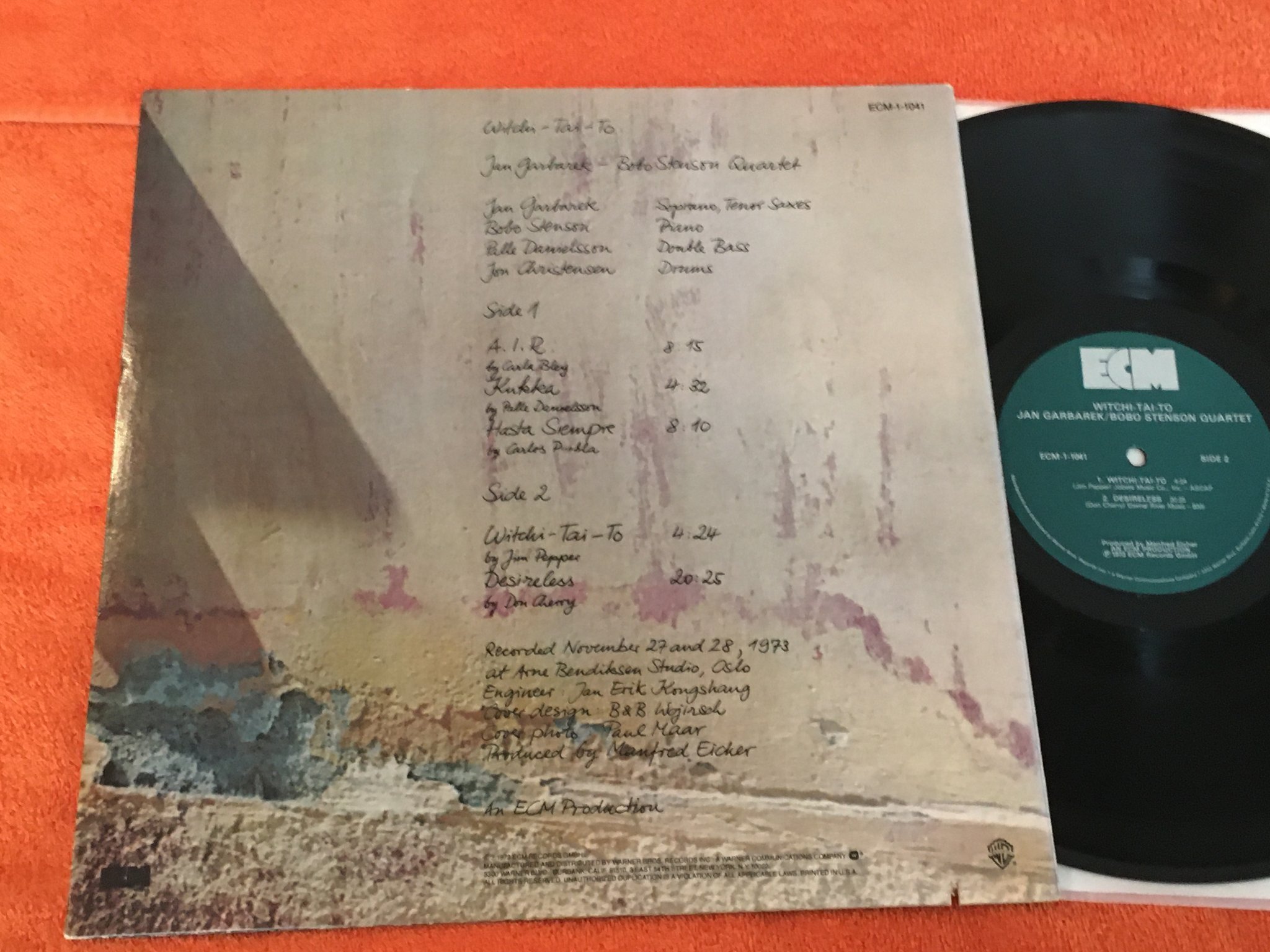 Omslagsbild för skivan JAN GARBAREK / BOBO STENSON QUARTET litchi-tai-to LP -73 ECM-1-1041