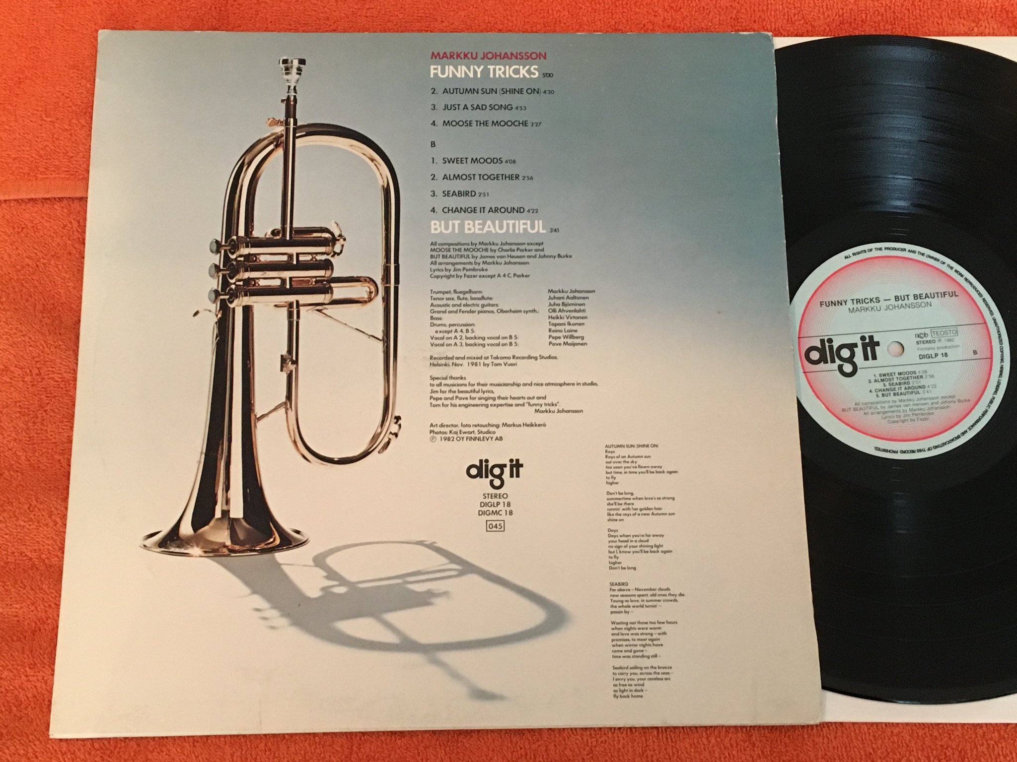 Omslagsbild för skivan MARKKU JOHANSSON funny tricks but beautiful LP -82 Fin DIG IT DIGLP 18