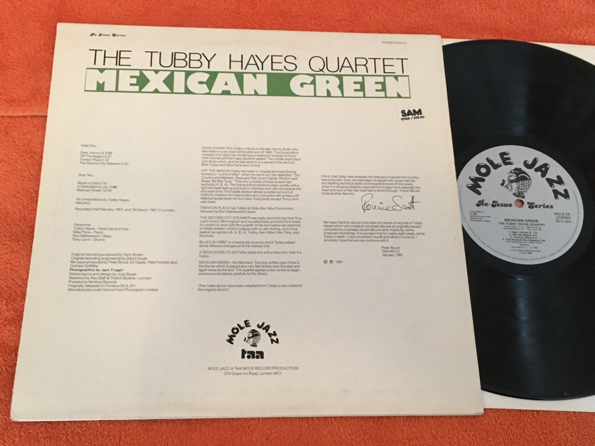 Omslagsbild för skivan TUBBY HAYES QUARTET mexican green LP UK MOLE JAZZ MOLE2 
