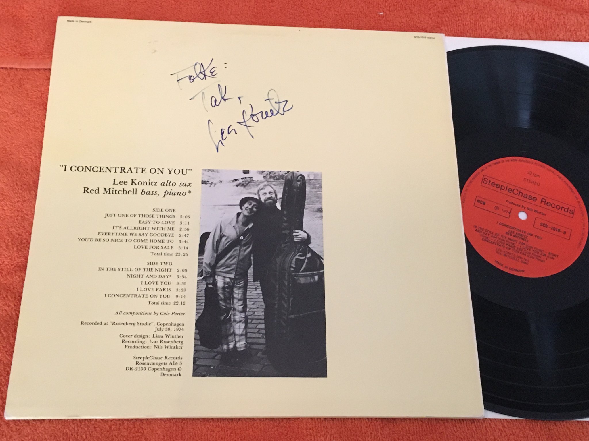 Omslagsbild för skivan LEE KONITZ / RED MITCHELL I concentrate on you LP -74 signed by LEE KONITZ 