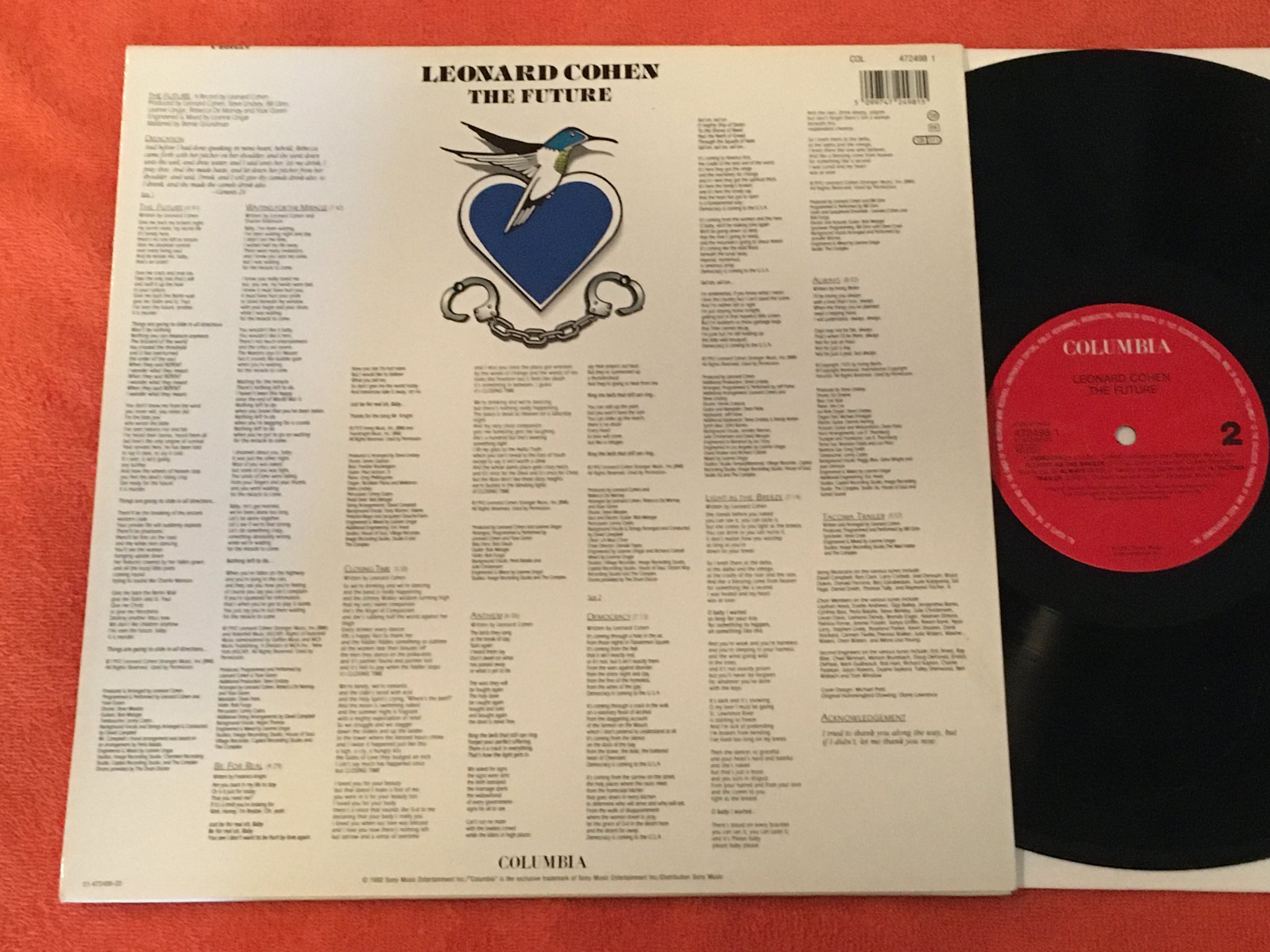Omslagsbild för skivan LEONARD COHEN the future LP -92 COLUMBIA 472498 1 