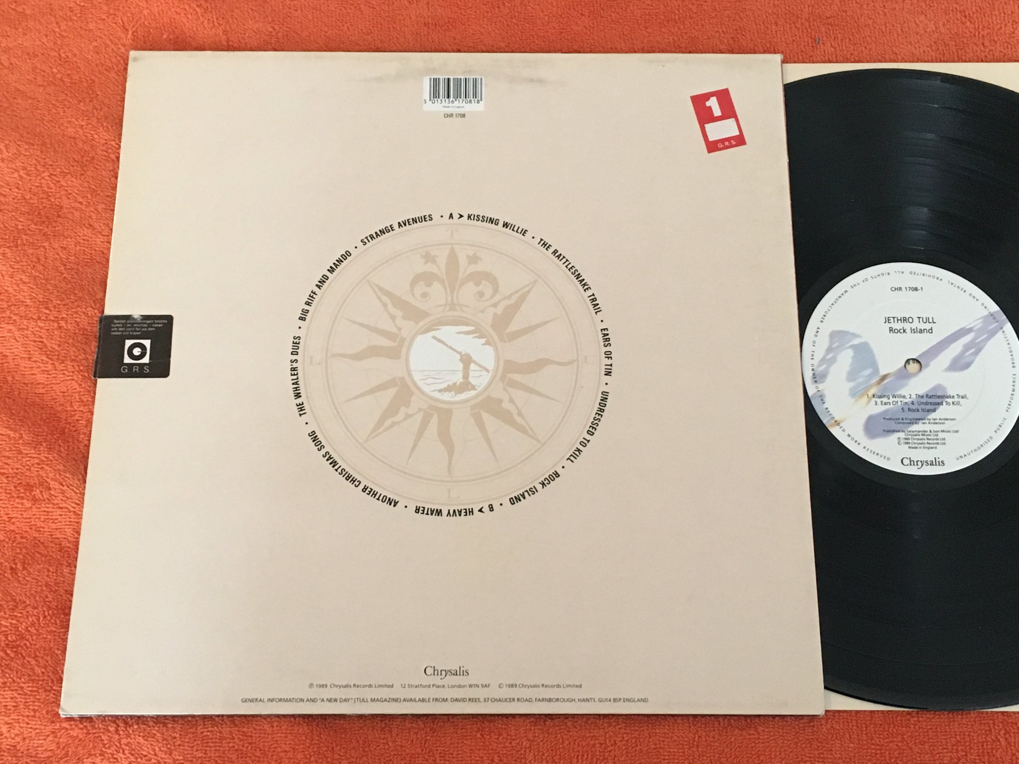 Omslagsbild för skivan JETHRO TULL rock island LP -89 UK CHRYSALIS CHR 1708-1