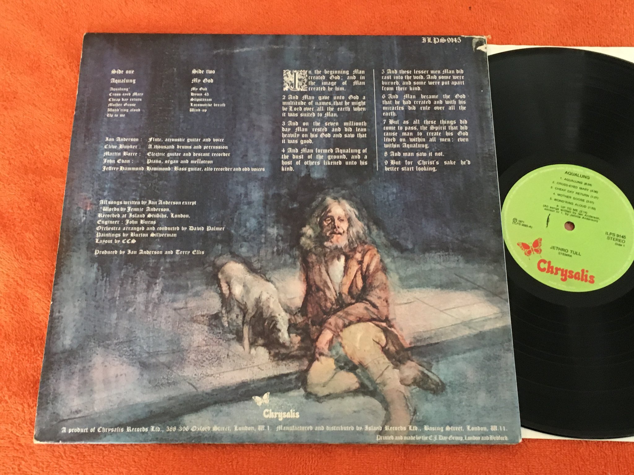 Omslagsbild för skivan JETHRO TULL aqualung LP -71 Swe CHRYSALIS ILPS 9145