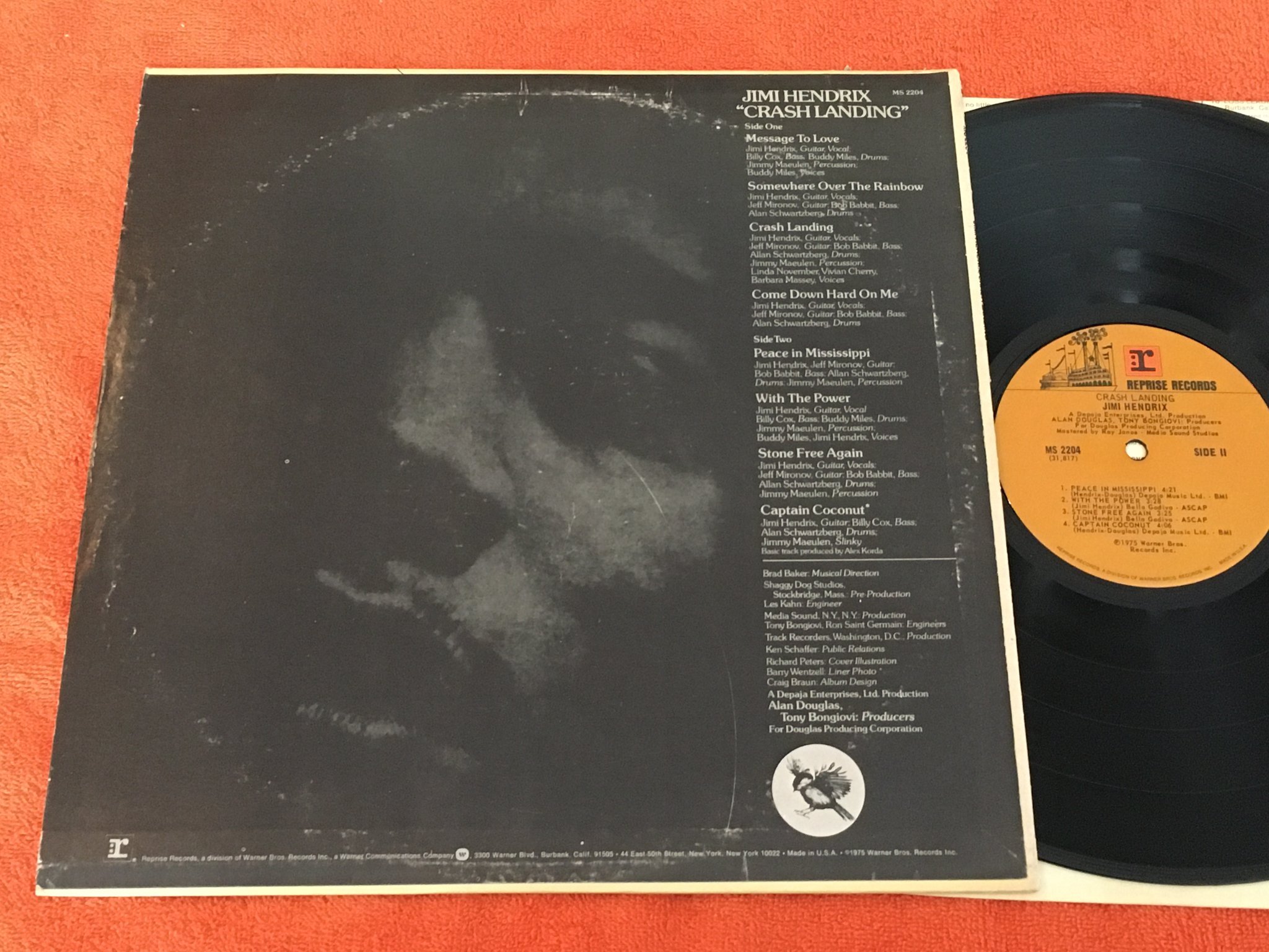 Omslagsbild för skivan JIMI HENDRIX crash landing LP -75 US REPRISE MS 2204