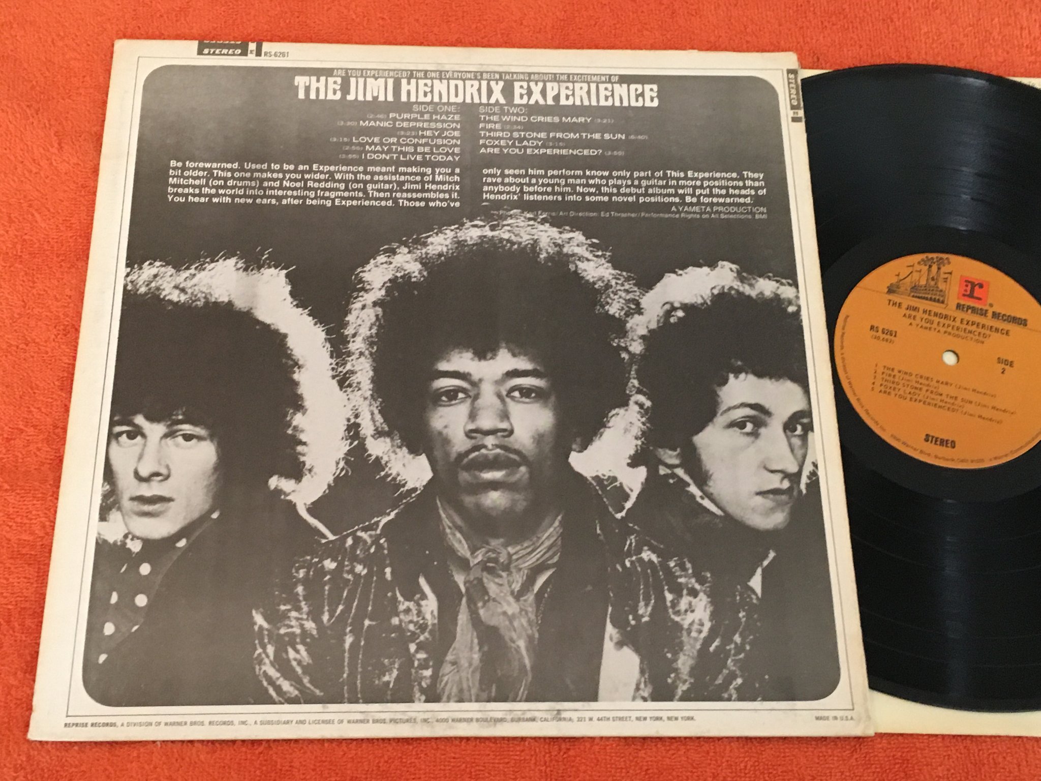 Omslagsbild för skivan JIMI HENDRIX EXPERIENCE are you experienced LP  US REPRISE RS 6261