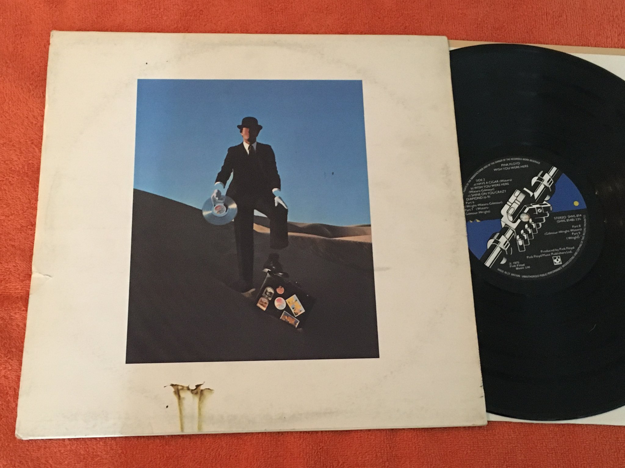 Omslagsbild för skivan PINK FLOYD wish you were here LP -75 UK HARVEST SHVL 814