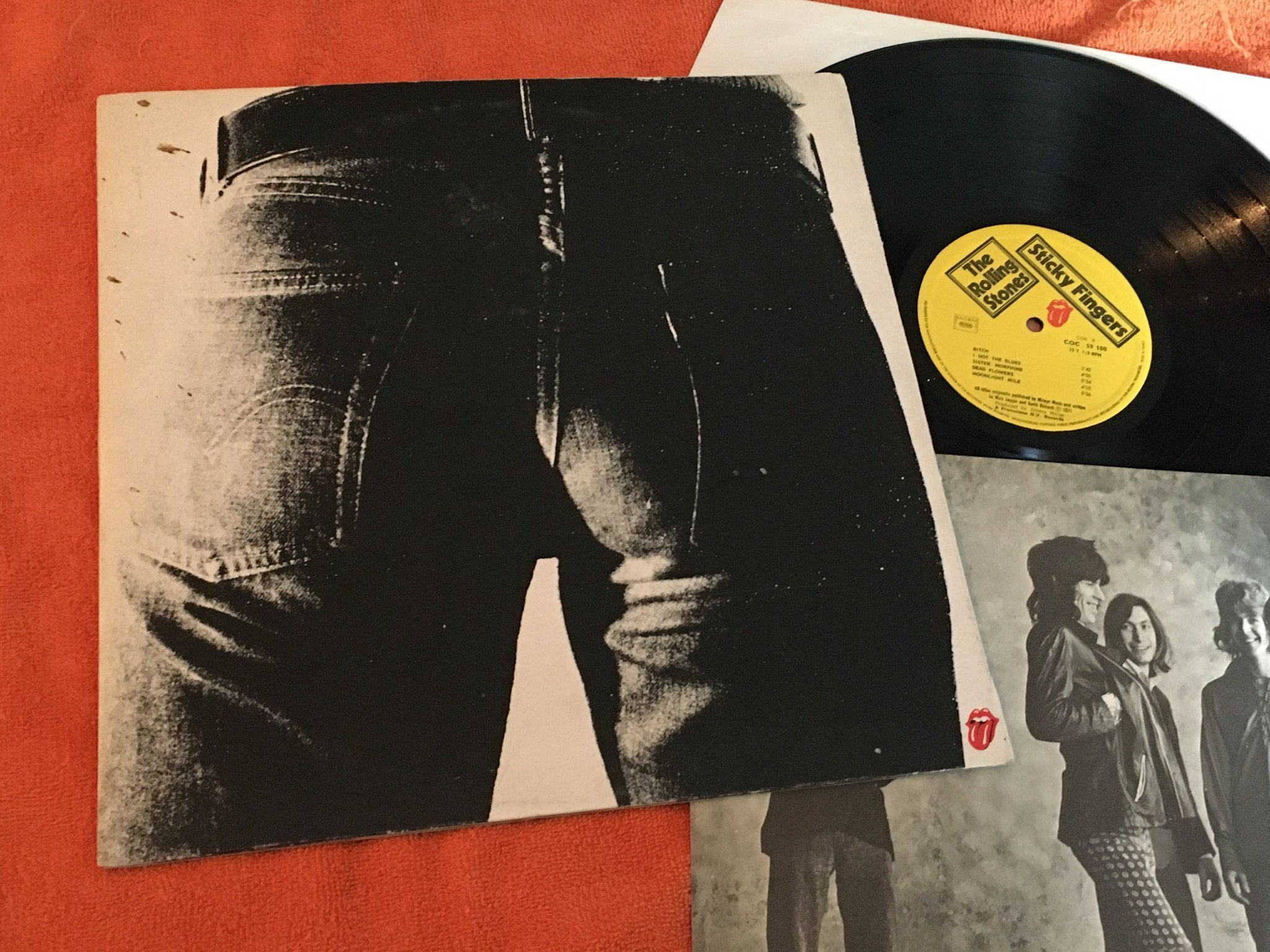 Omslagsbild för skivan THE ROLLING STONES sticky fingers LP -71 Fra COC 59 100 Andy Warhol artwork