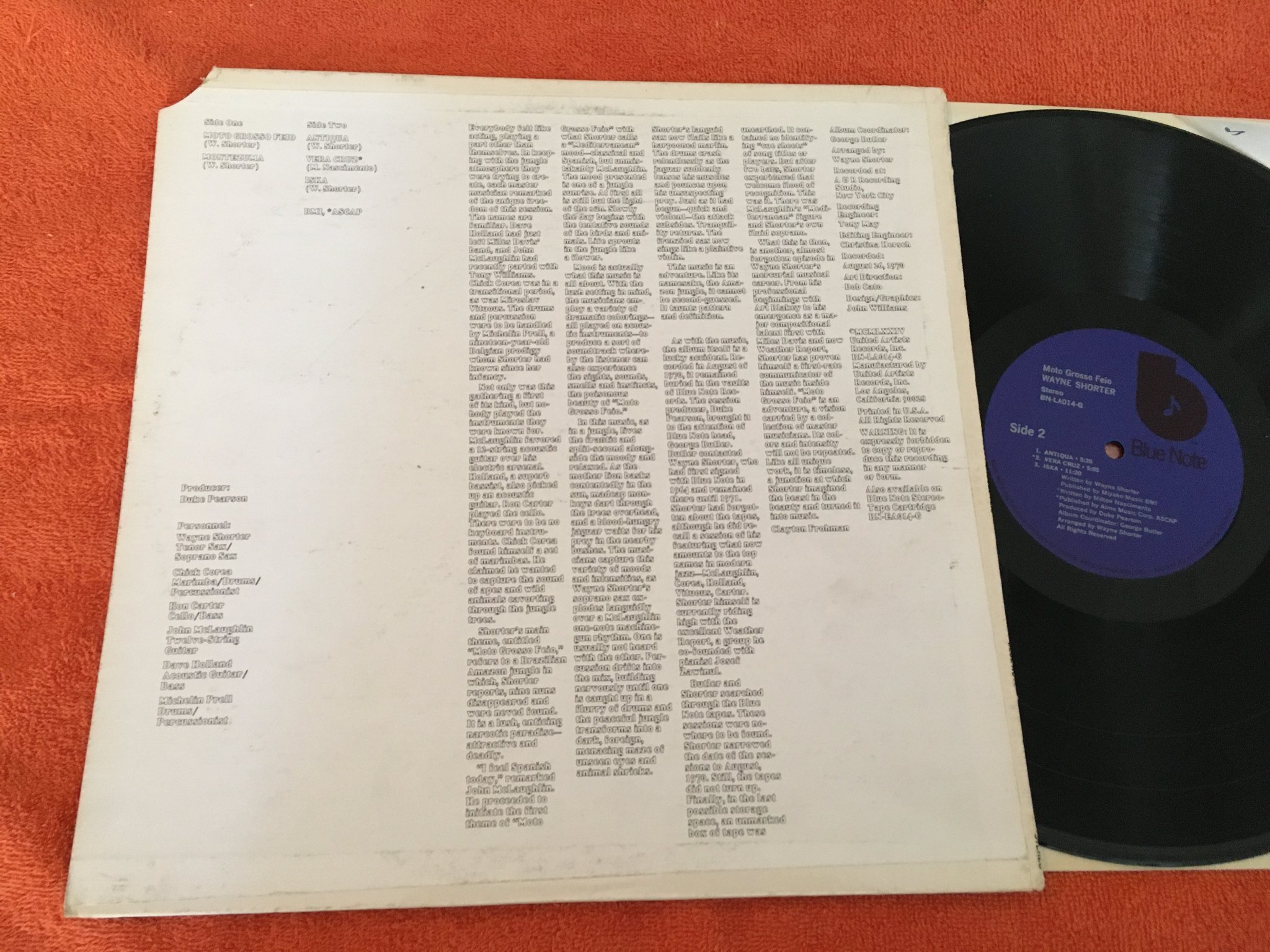 Omslagsbild för skivan WAYNE SHORTER moto grosso feio LP -74 US BLUE NOTE BN-LA014-G