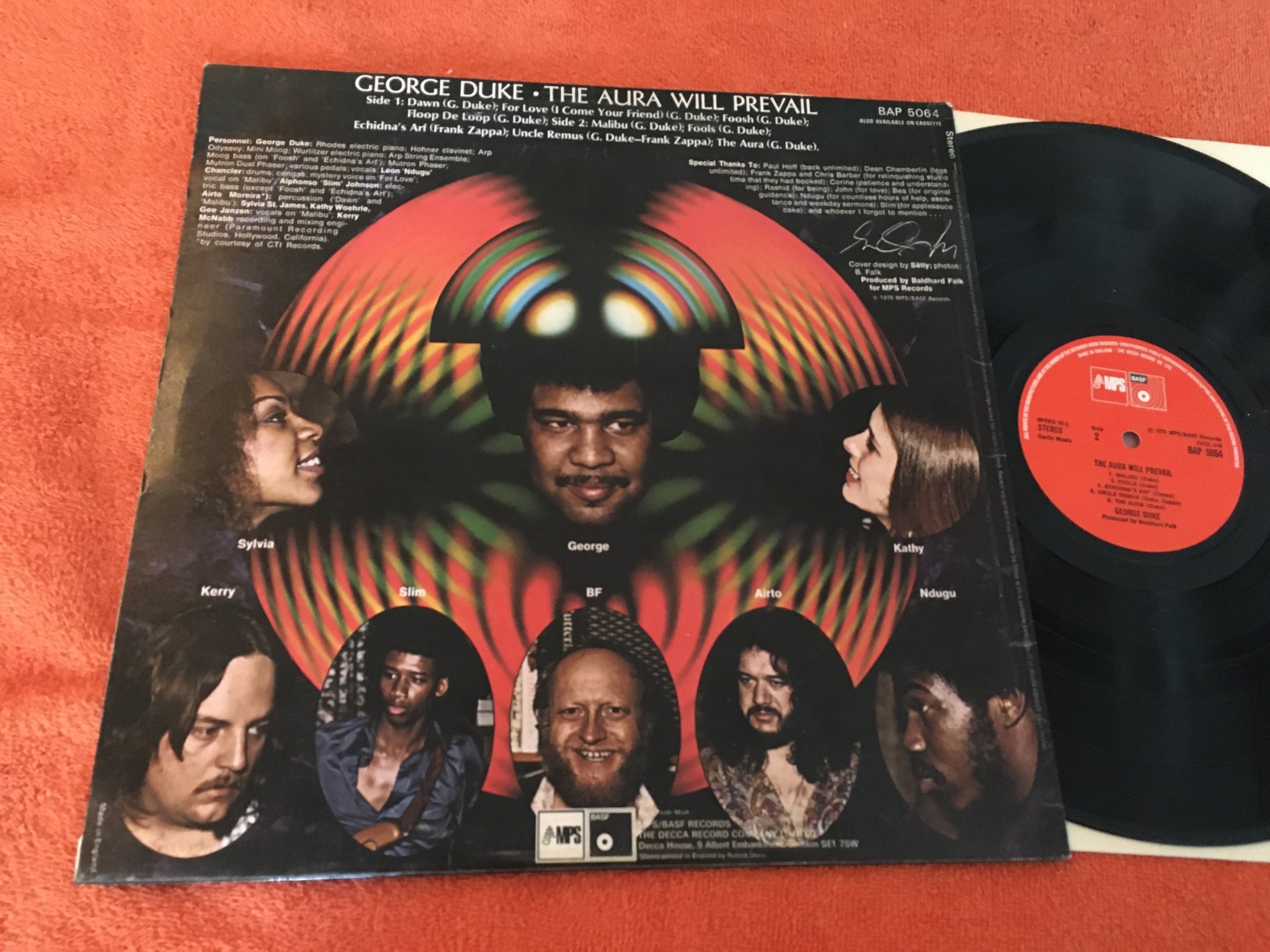 Omslagsbild för skivan GEORGE DUKE the aura will prevail LP -75 UK MPS BAP 5064 jazz funk