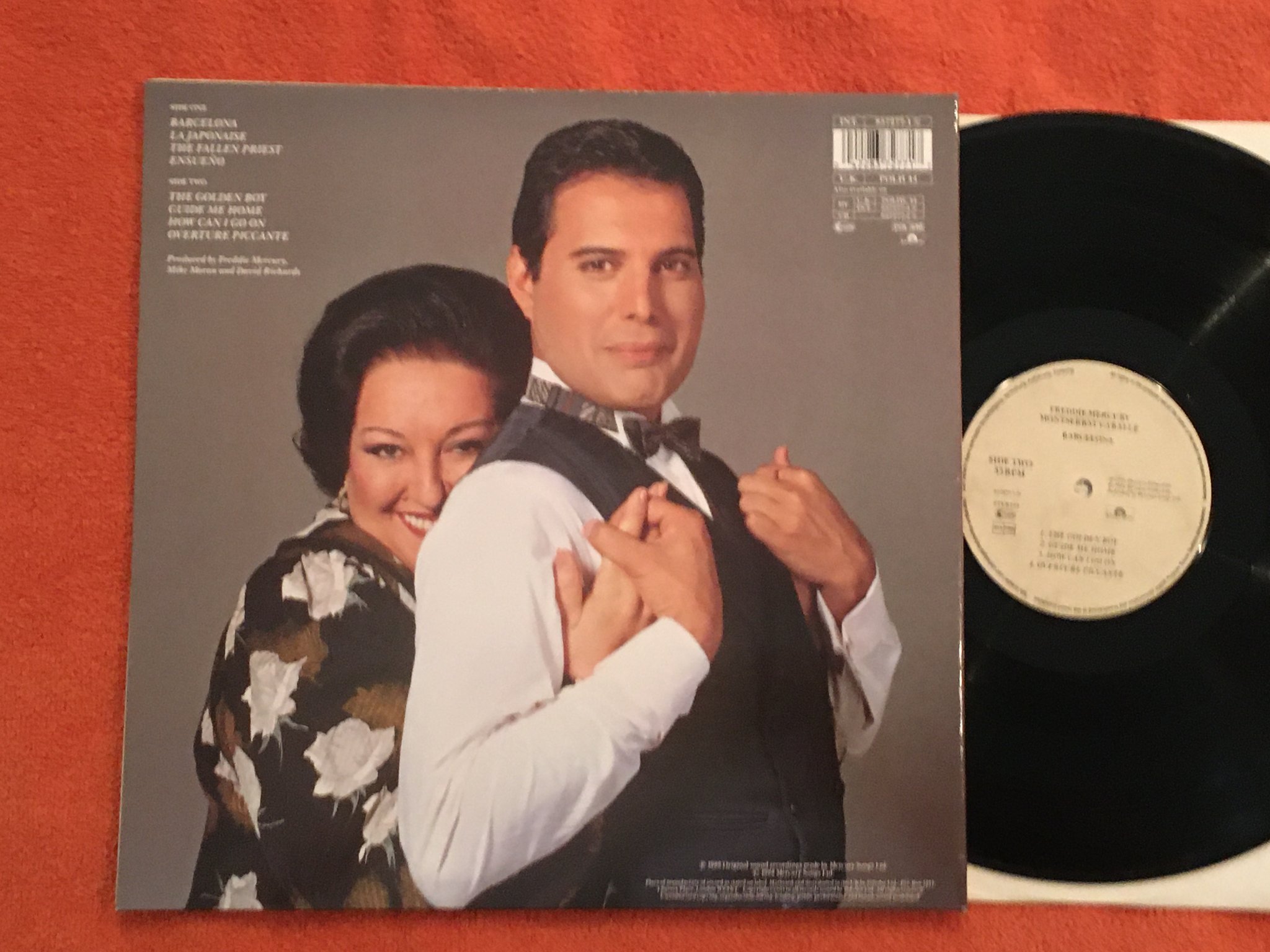 Omslagsbild för skivan FREDDIE MERCURY Barcelona LP -88 POLYDOR 837277-1 RARE!