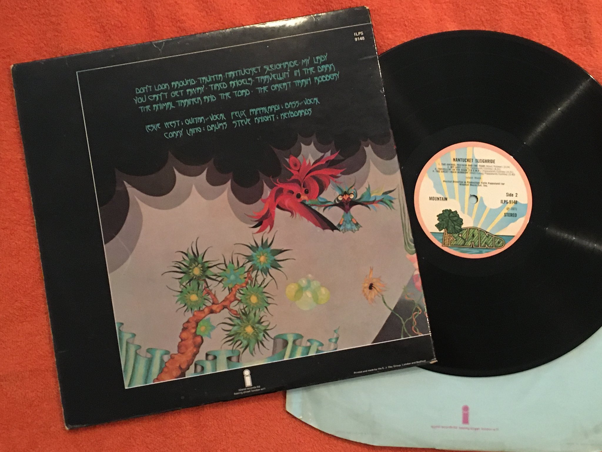 Omslagsbild för skivan MOUNTAIN nantucket sleighride LP -71 UK ISLAND ILPS 9148 pink rim