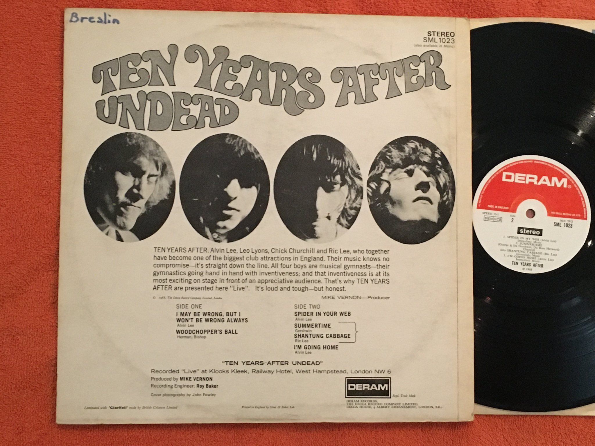 Omslagsbild för skivan TEN YEARS AFTER undead LP -68 UK DERAM SML 1023