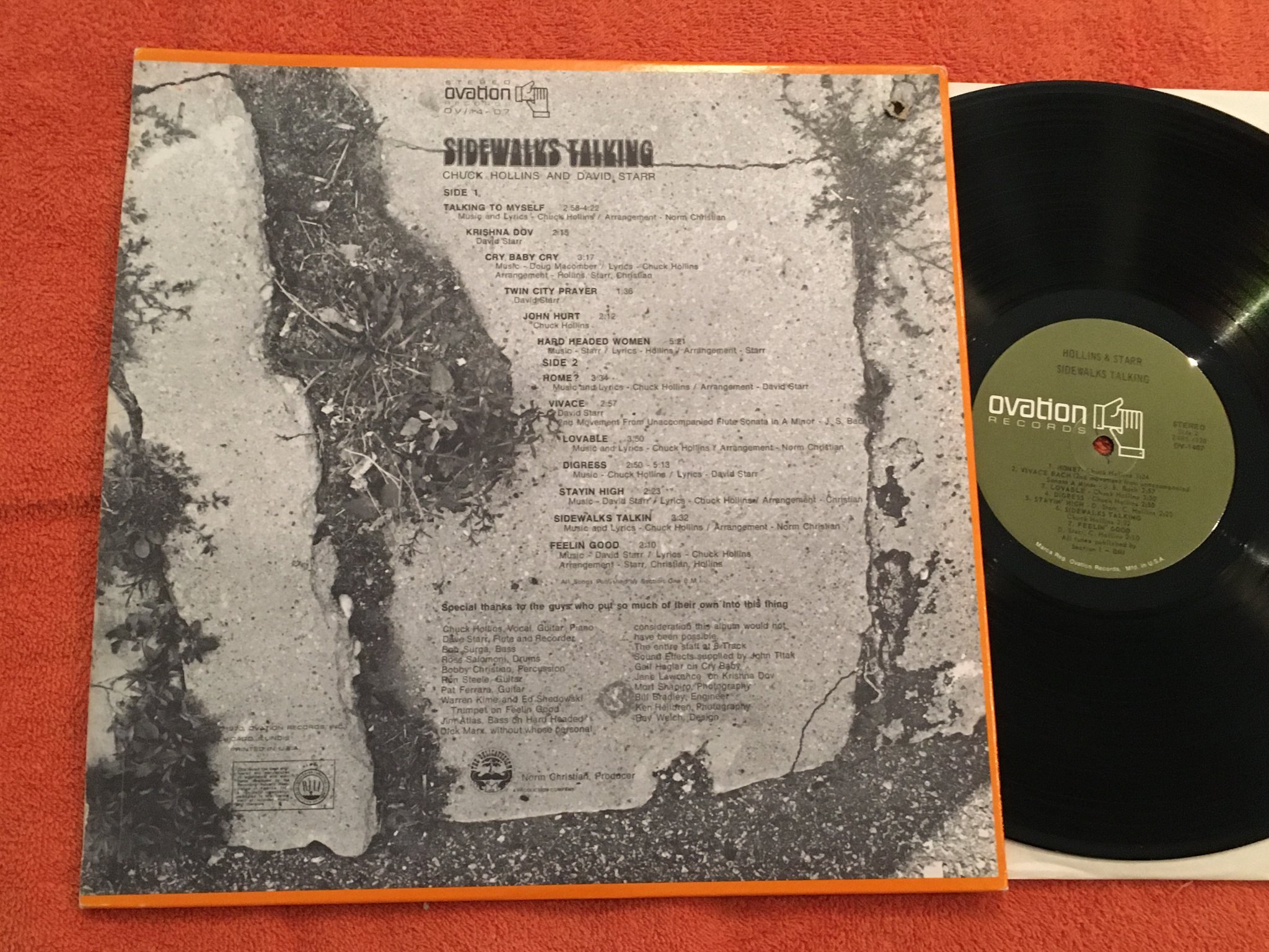 Omslagsbild för skivan HOLLINS & STARR sidewalks talking LP -70 US OVATION OV-1407 psych folk