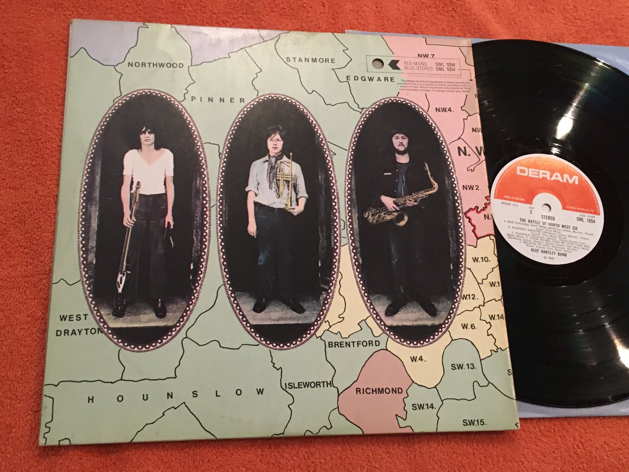 Omslagsbild för skivan KEEF HARTLEY BAND the battle of north west six LP -69 UK DERAM SML 1054