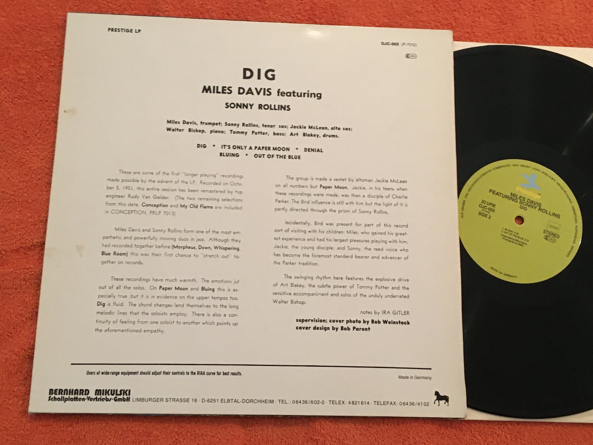 Omslagsbild för skivan MILES DAVIS dig LP re Ger PRESTIGE OJC 005