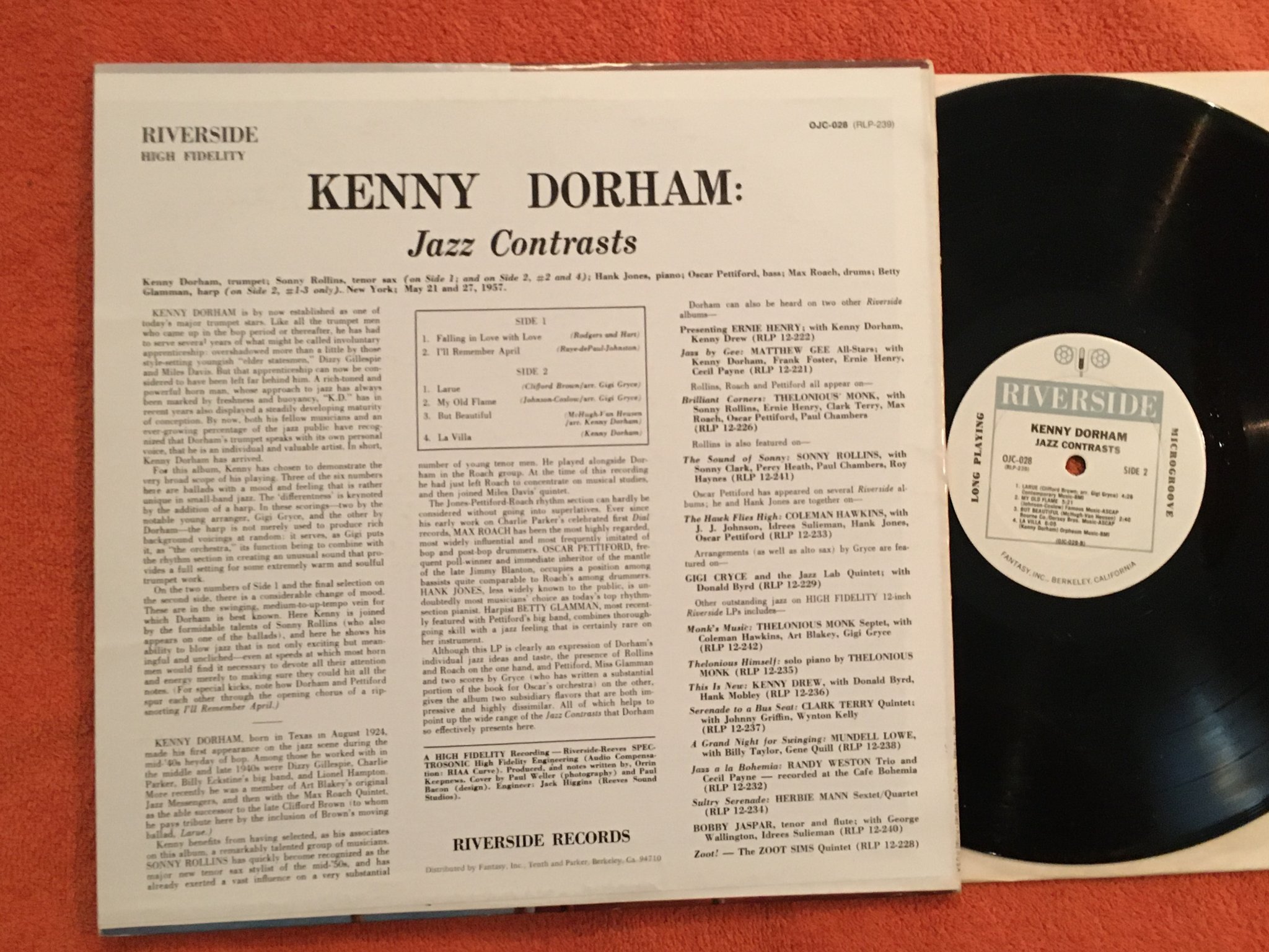 Omslagsbild för skivan KENNY DORHAM jazz contrasts  LP re US RIVERSIDE OJC 028