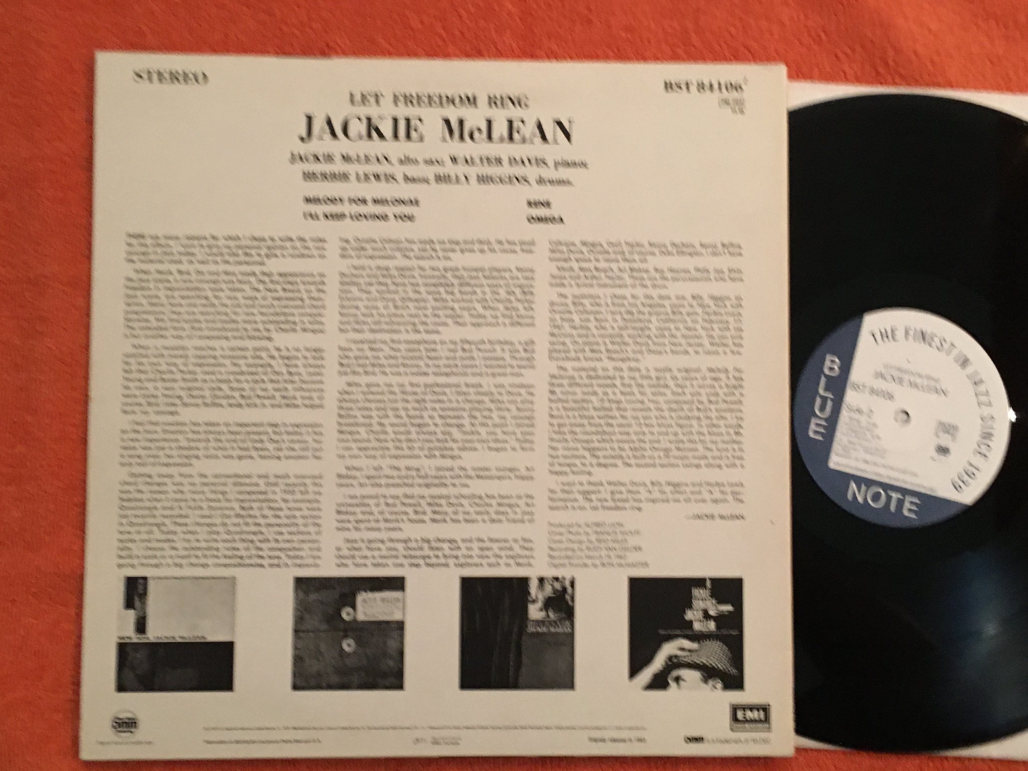 Omslagsbild för skivan JACKIE McLEAN let freedom ring LP -63/86 Fra BLUE NOTE BST 84106