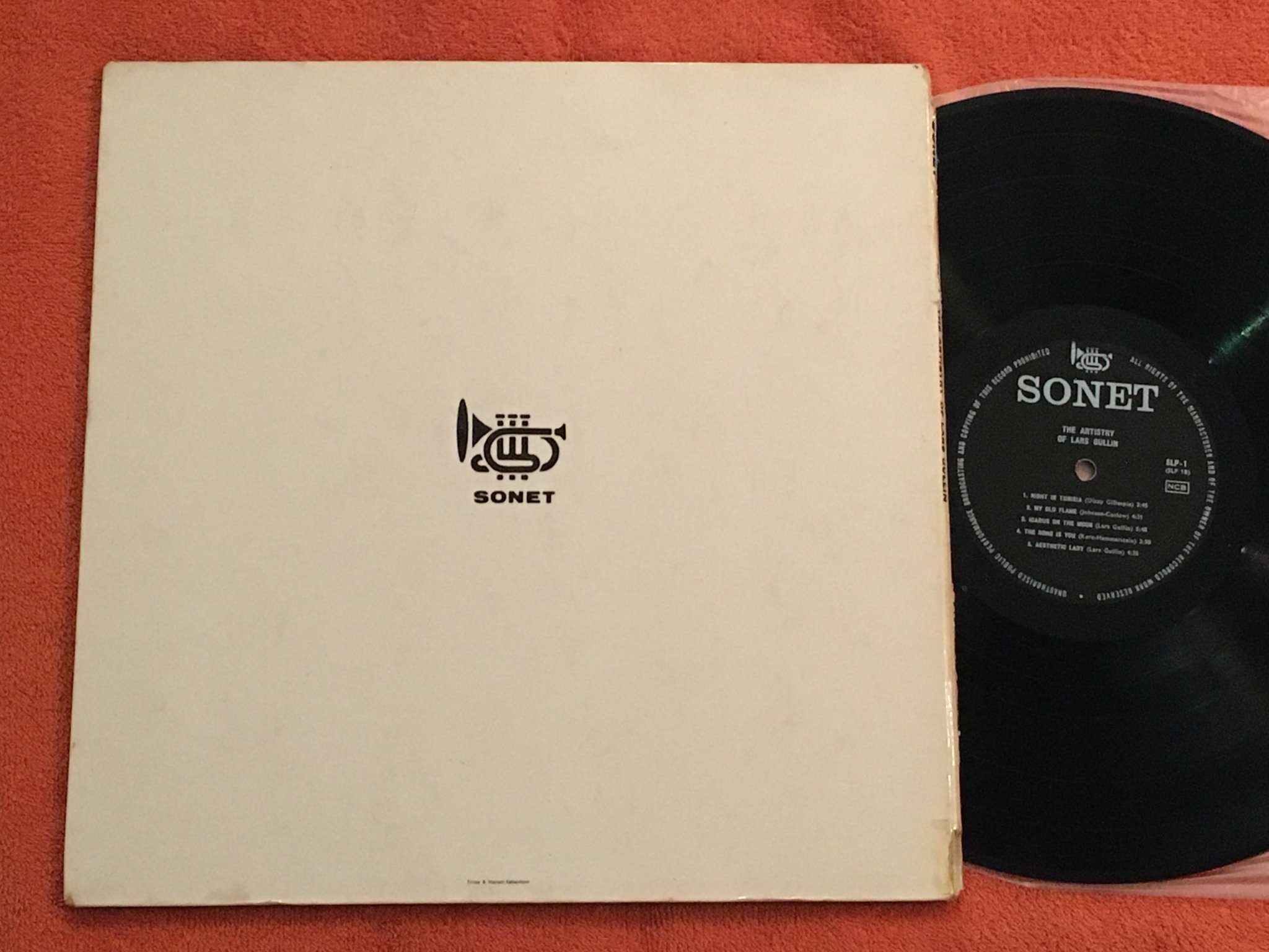 Omslagsbild för skivan LARS GULLIN the artistry of LP -58 Swe SONET SLP-1 signed & numbered