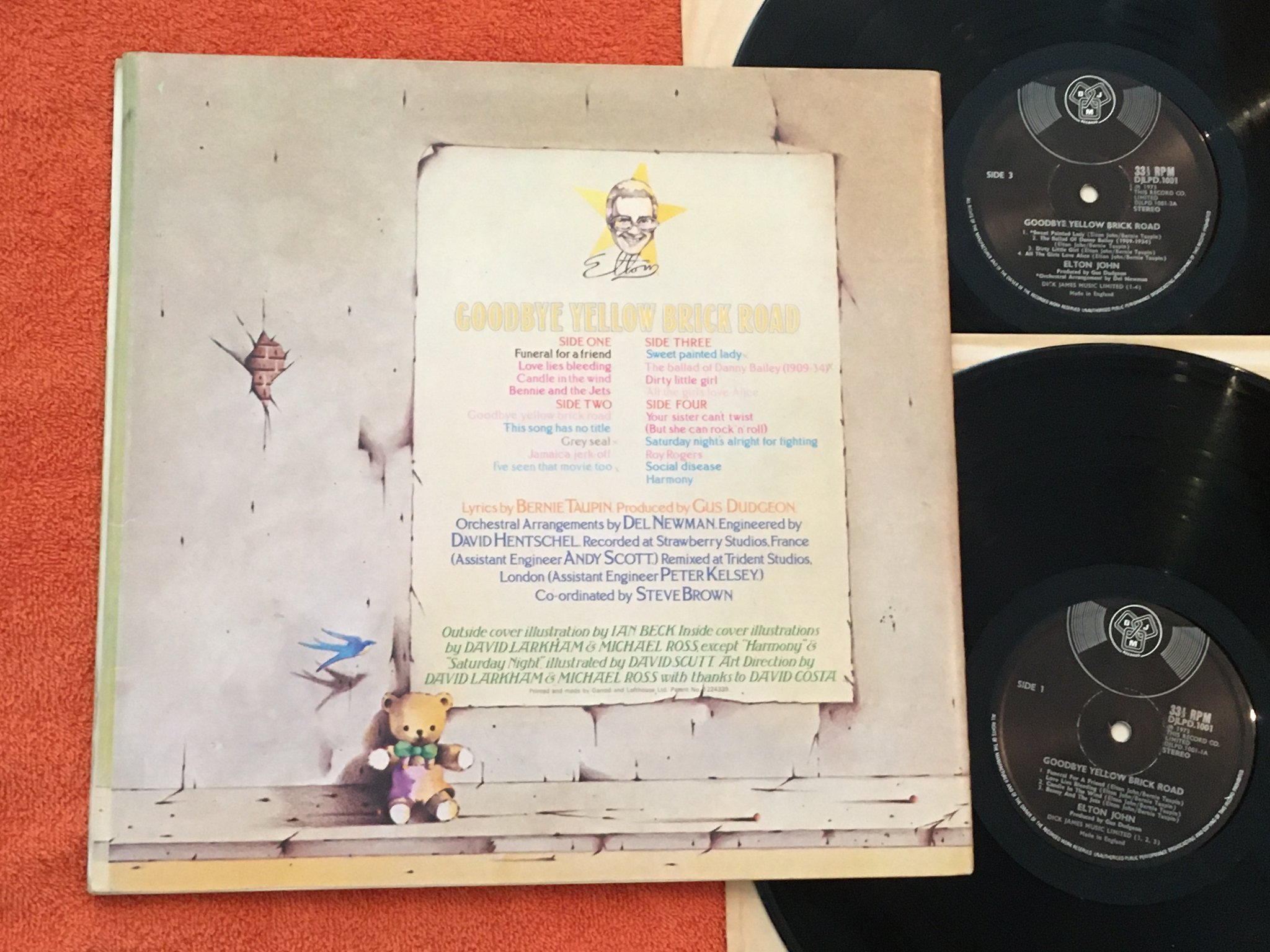 Omslagsbild för skivan ELTON OHN goodbye yellow brick road 2xLP -73 UK DJM DJLPD 1001 