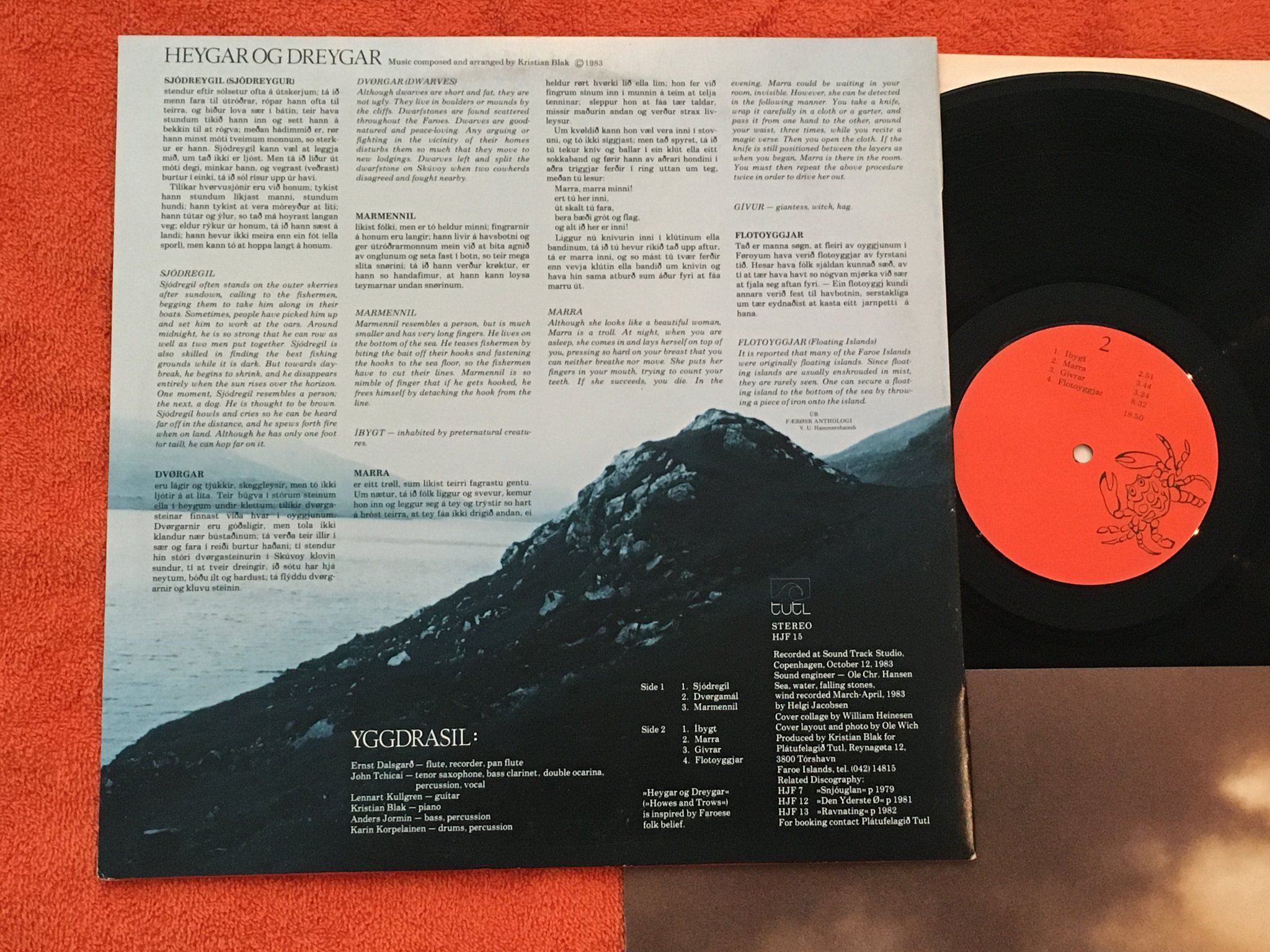 Omslagsbild för skivan Yggdrasil - Heygar Og Dreygar LP -83 Tutl ?– HJF 15 jazz