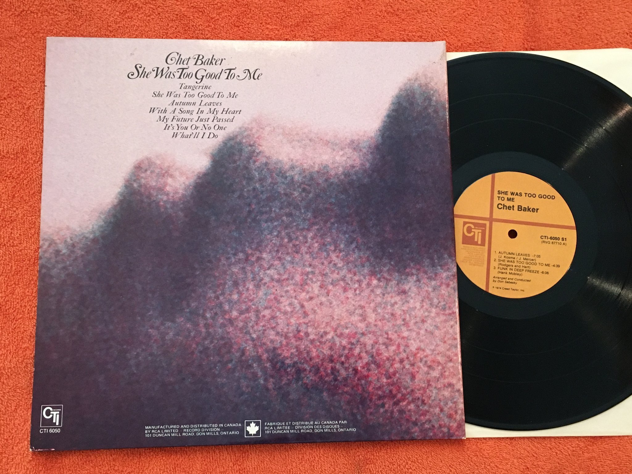 Omslagsbild för skivan CHET BAKER she was too good to me LP -74 US CTI CTI 6050 S1