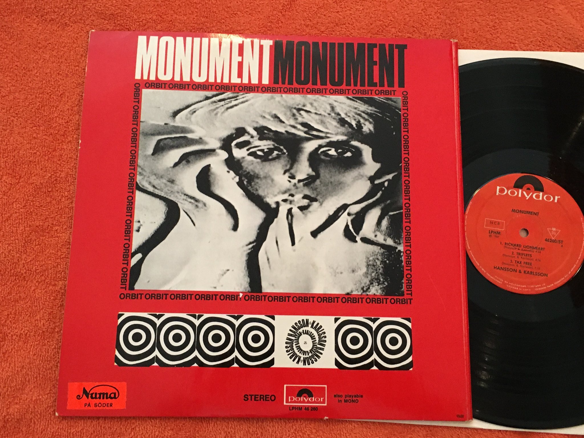 Omslagsbild för skivan HANSSON & KARLSSON monument LP -67 Swe POLYDOR LPHM 46260/ST