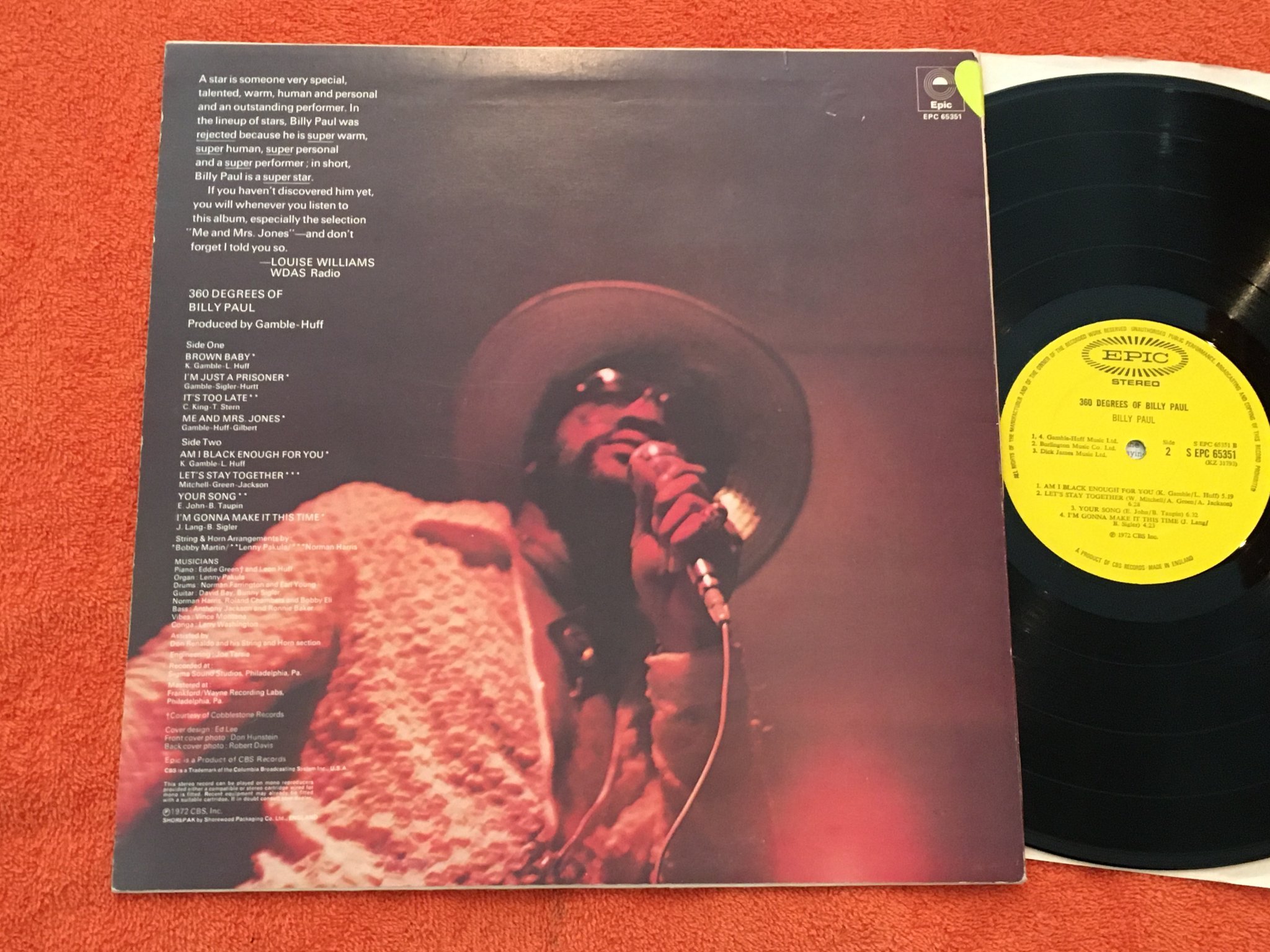 Omslagsbild för skivan BILLY PAUL 360 degrees of ... LP -72 UK EPIC EPC 65351 soul