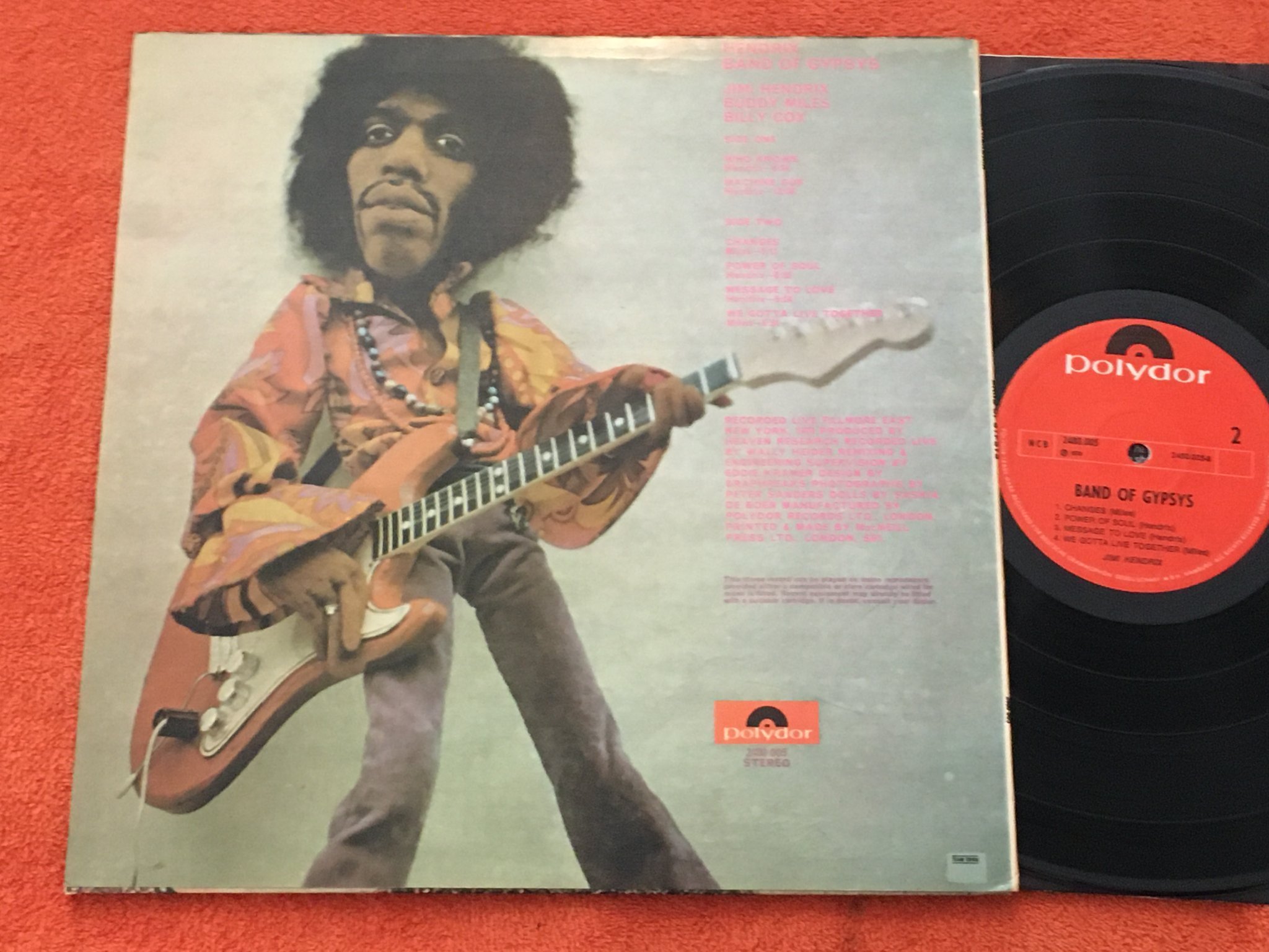 Omslagsbild för skivan JIMI HENDRIX band of gypsys LP -70 Swe POLYDOR 2480005