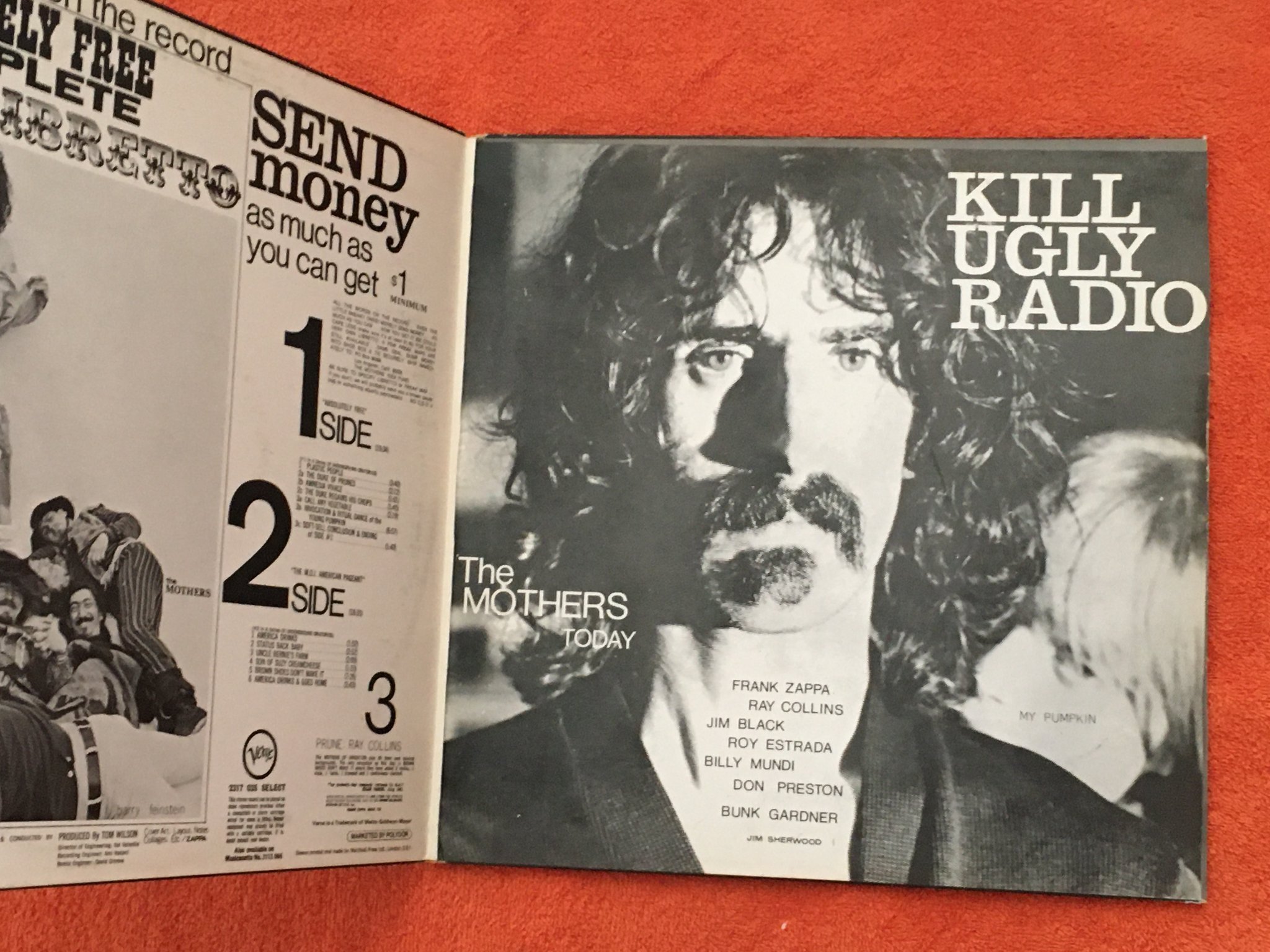 Omslagsbild för skivan THE MOTHERS OF INVENTION absolutely free LP -67 UK VERVE 2317-035