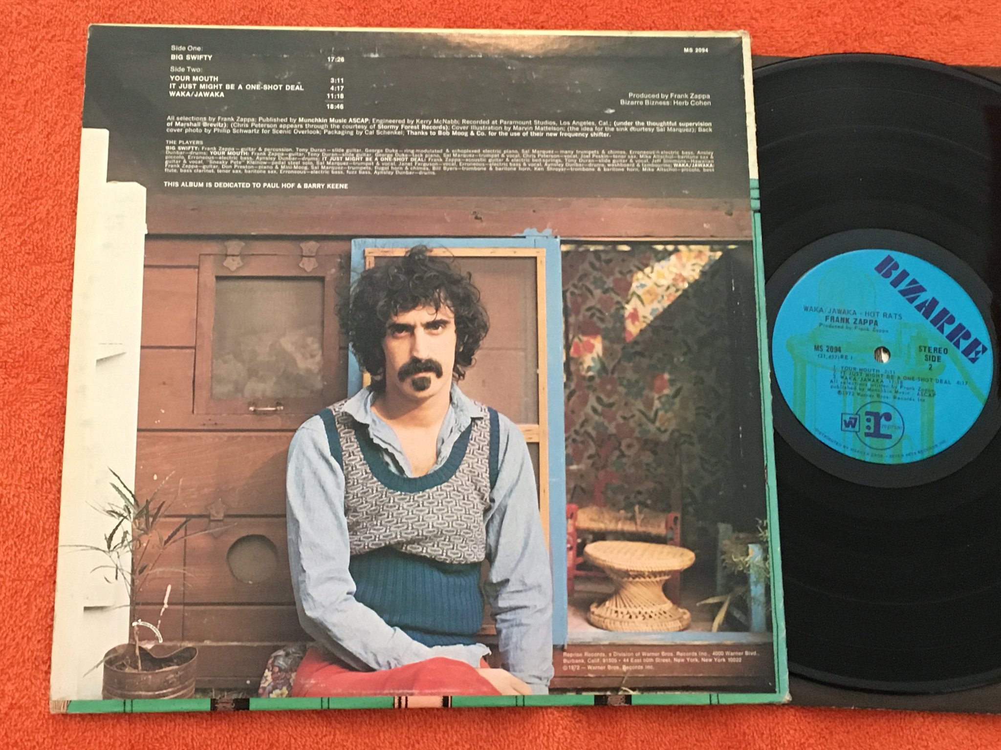 Omslagsbild för skivan FRANK ZAPPA waka / jawaka LP -72 US BIZARRE MS 2094