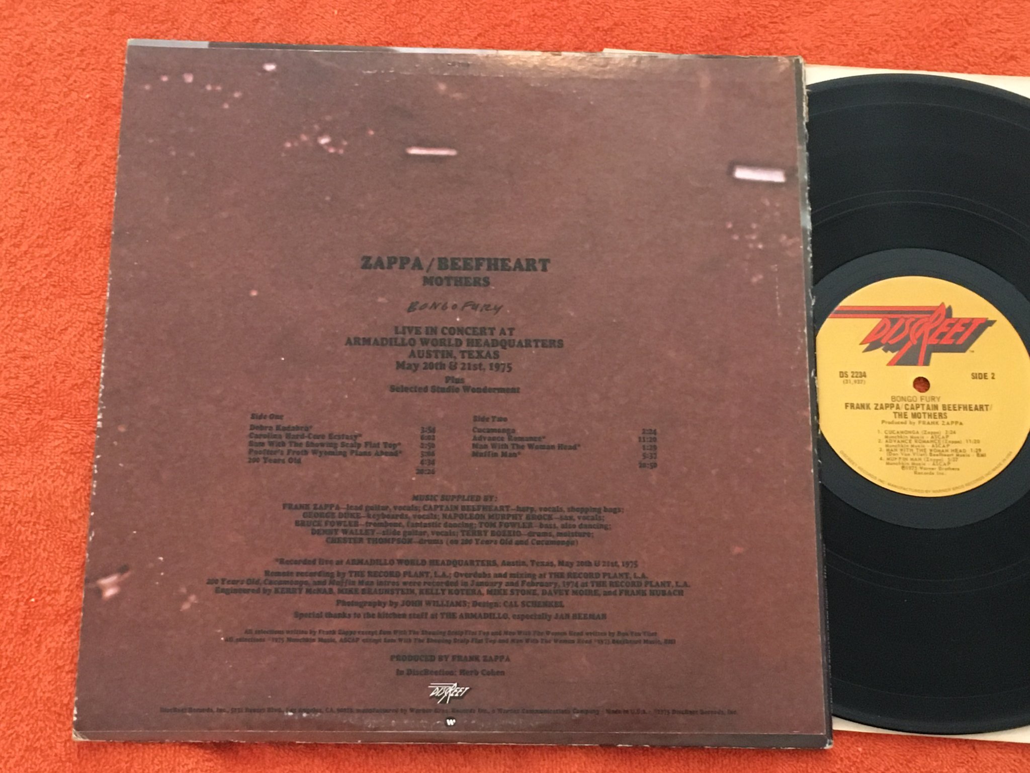 Omslagsbild för skivan FRANK ZAPPA / CAPTAIN BEEFHEART / THE MOTHERS bongo fury LP -75 US DISCREET