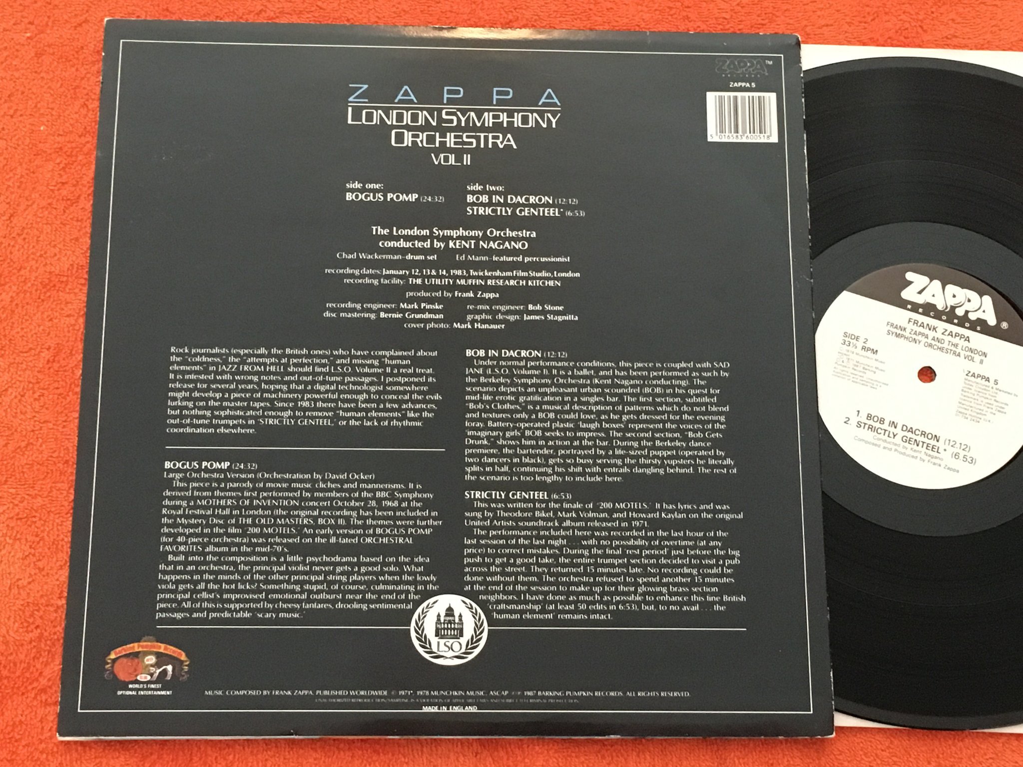 Omslagsbild för skivan FRANK ZAPPA & the LSO VOLUME II LP UK ZAPPA  5