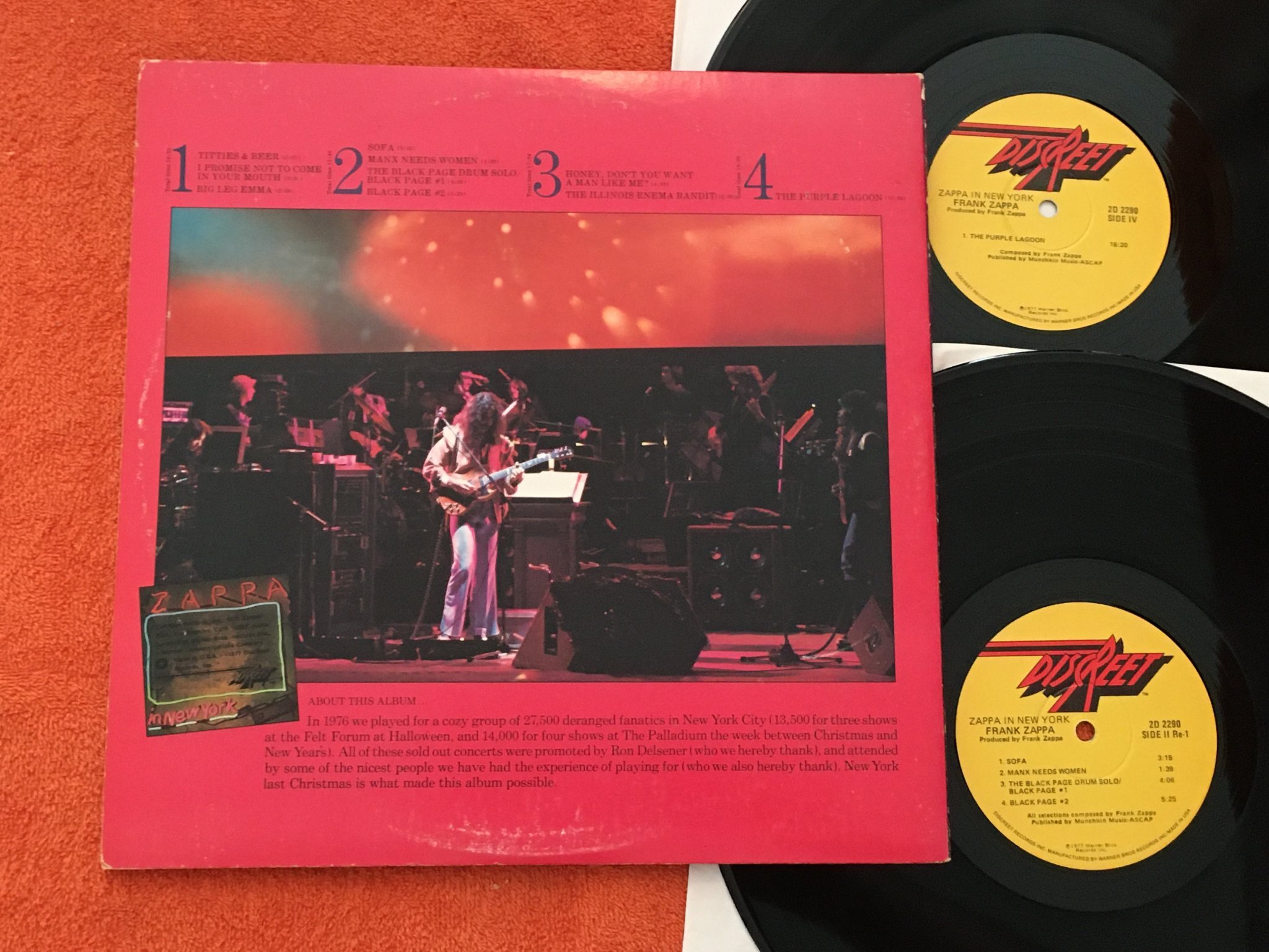 Omslagsbild för skivan FRANK ZAPPA Zappa in New York 2xLP -77 US DISCREET 2D 2290