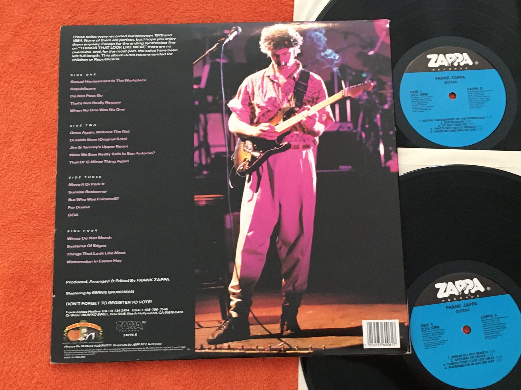 Omslagsbild för skivan FRANK ZAPPA guitar 2xLP -88 UK ZAPPA 6