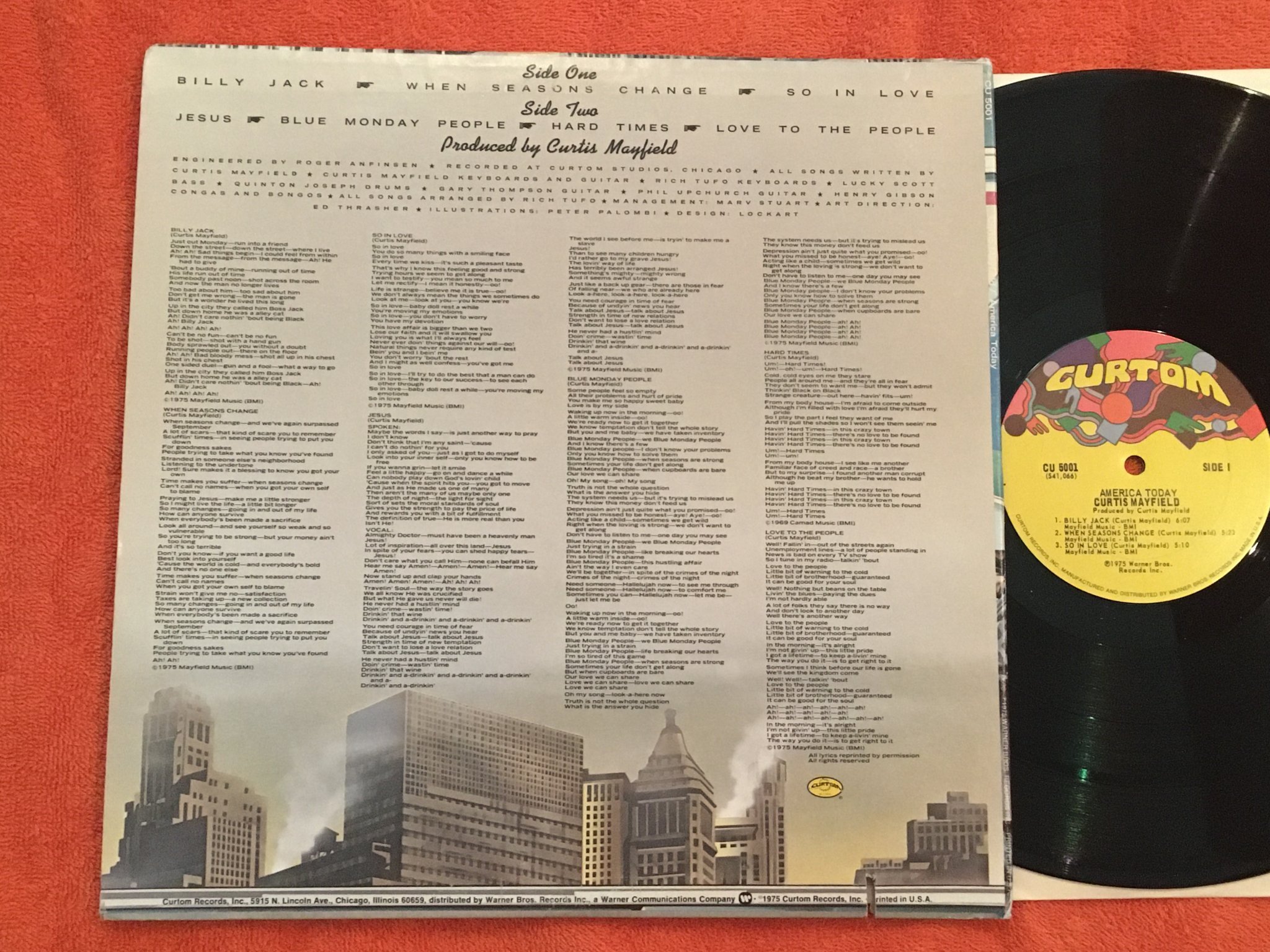 Omslagsbild för skivan CURTIS MAYFIELD america today LP -75 US CURTOM CU 5001