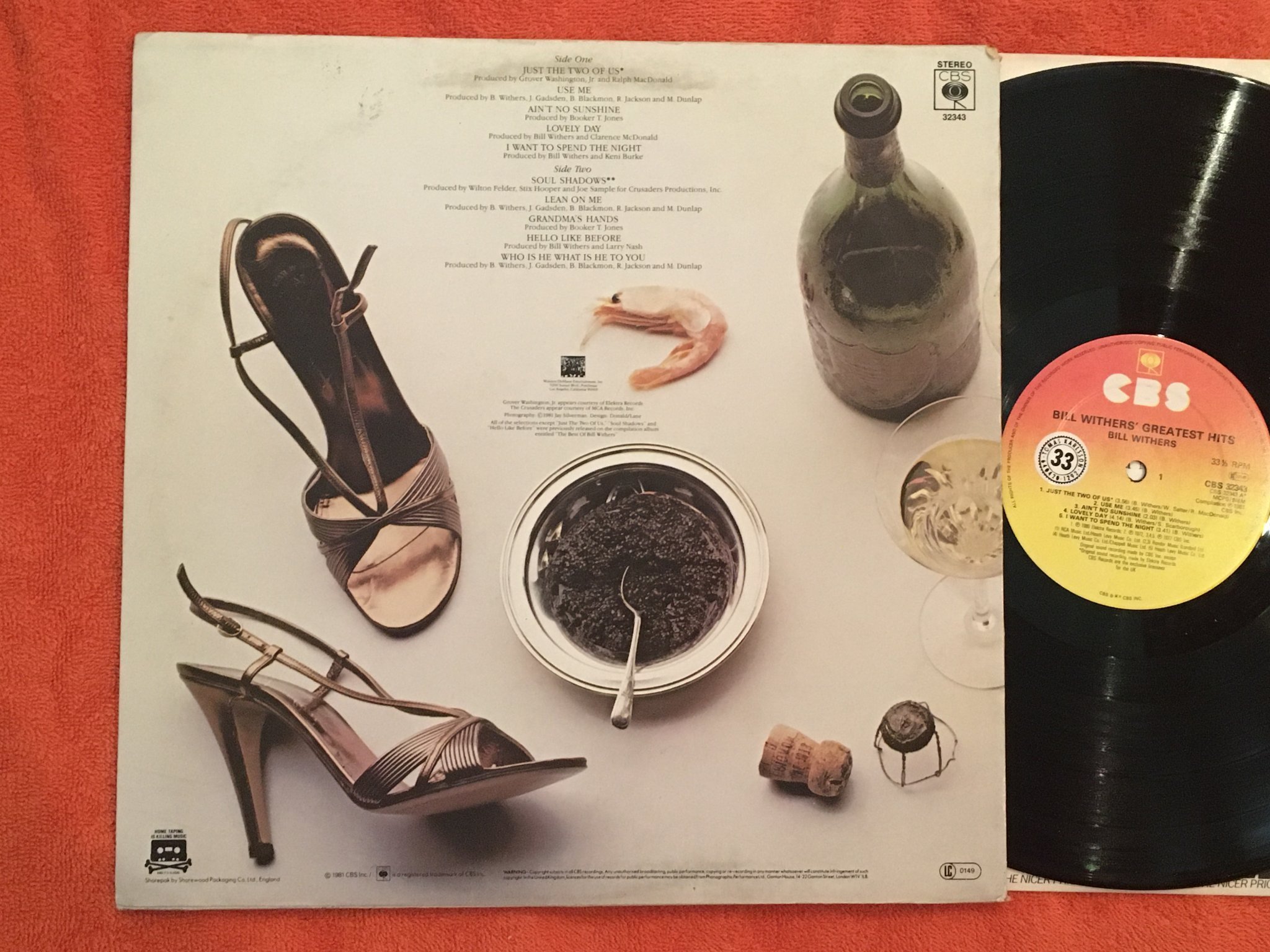 Omslagsbild för skivan BILL WITHERS greatest hits LP -81 UK CBS 32343