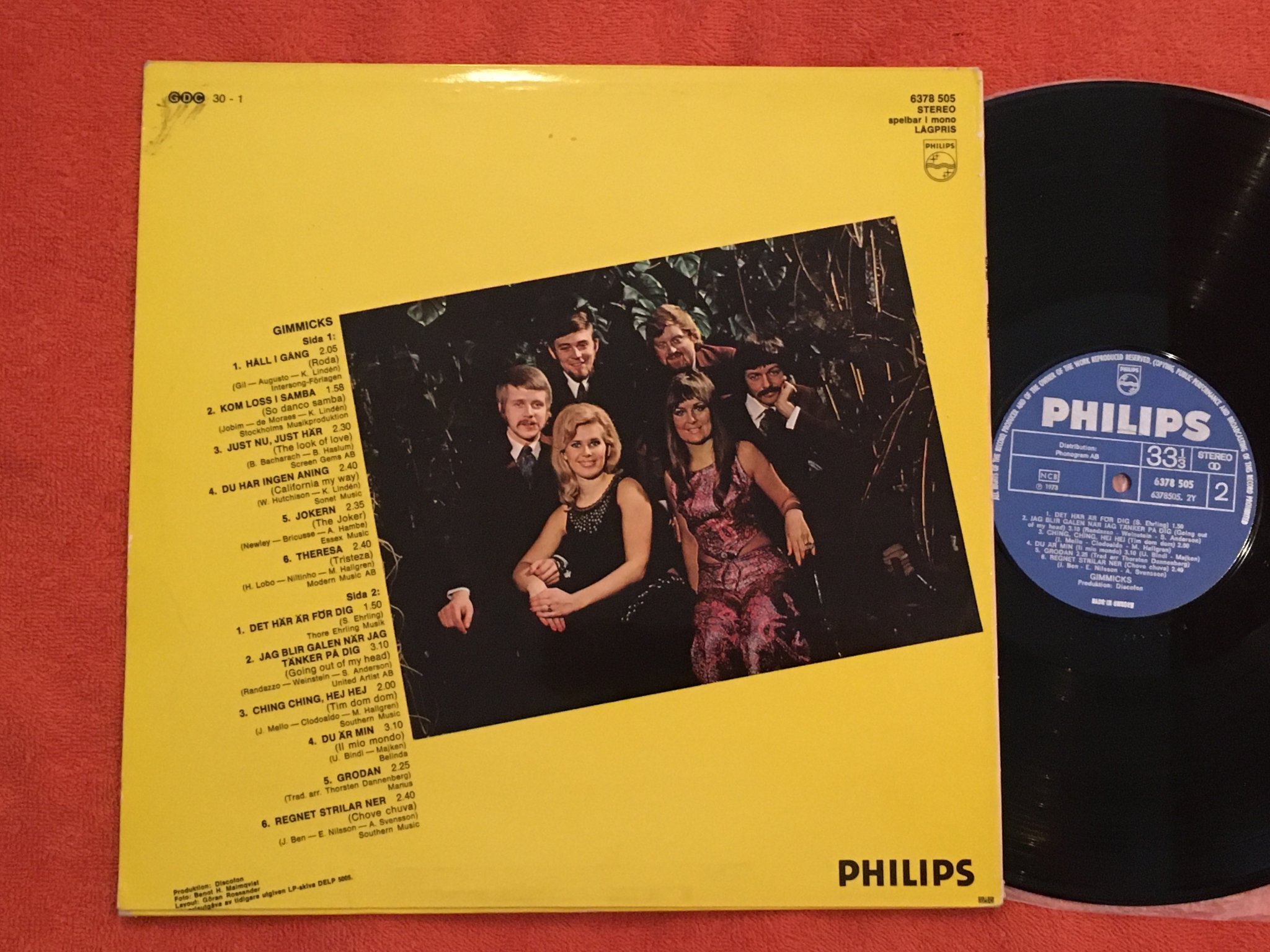 Omslagsbild för skivan THE GIMMICKS s/t LP -69/73 re PHILIPS 6378 505 BÄSTA SAMBOSSA PLATTAN 