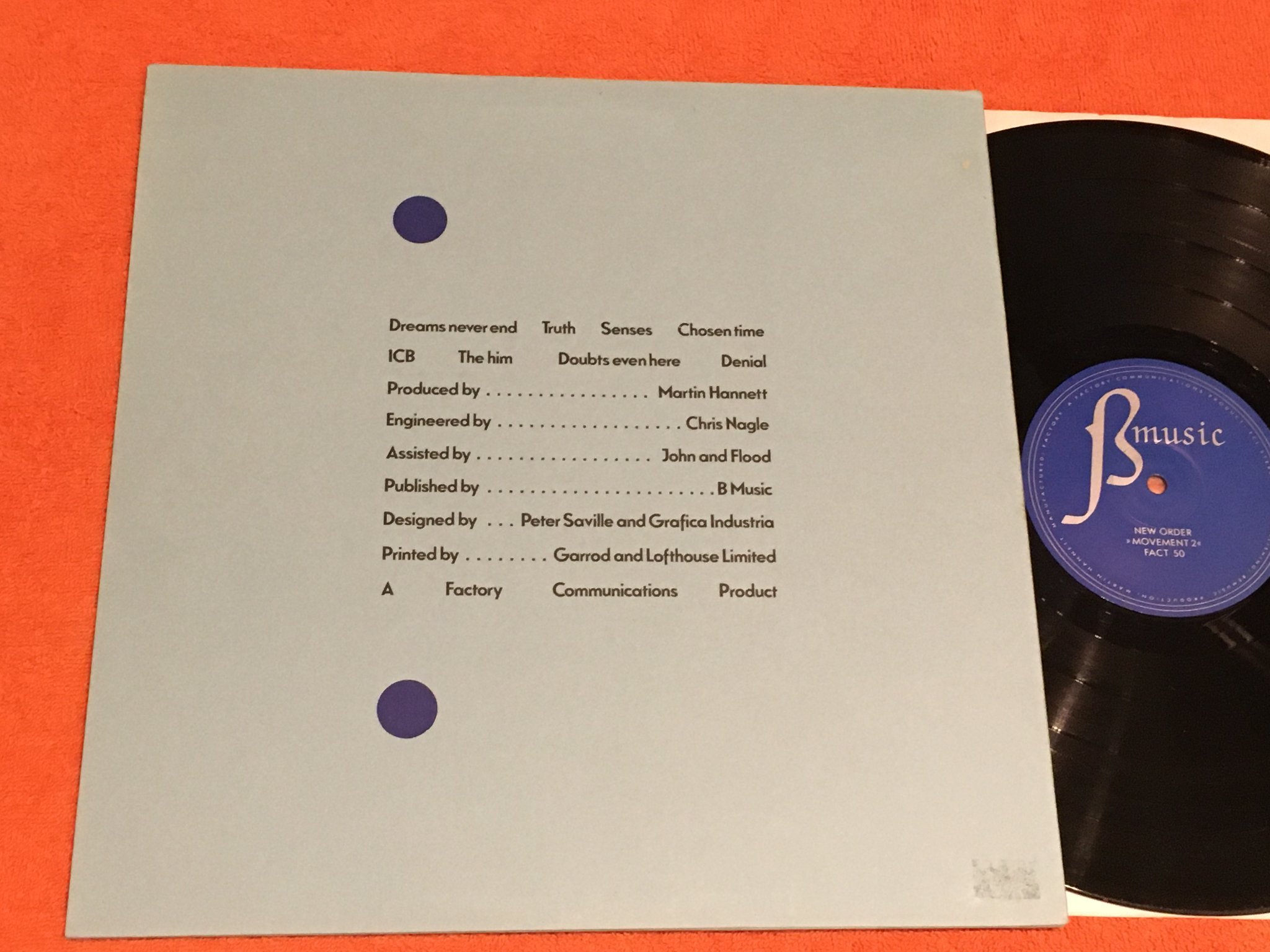 Omslagsbild för skivan NEW ORDER movement LP -81 re FACTORY  FACT 50