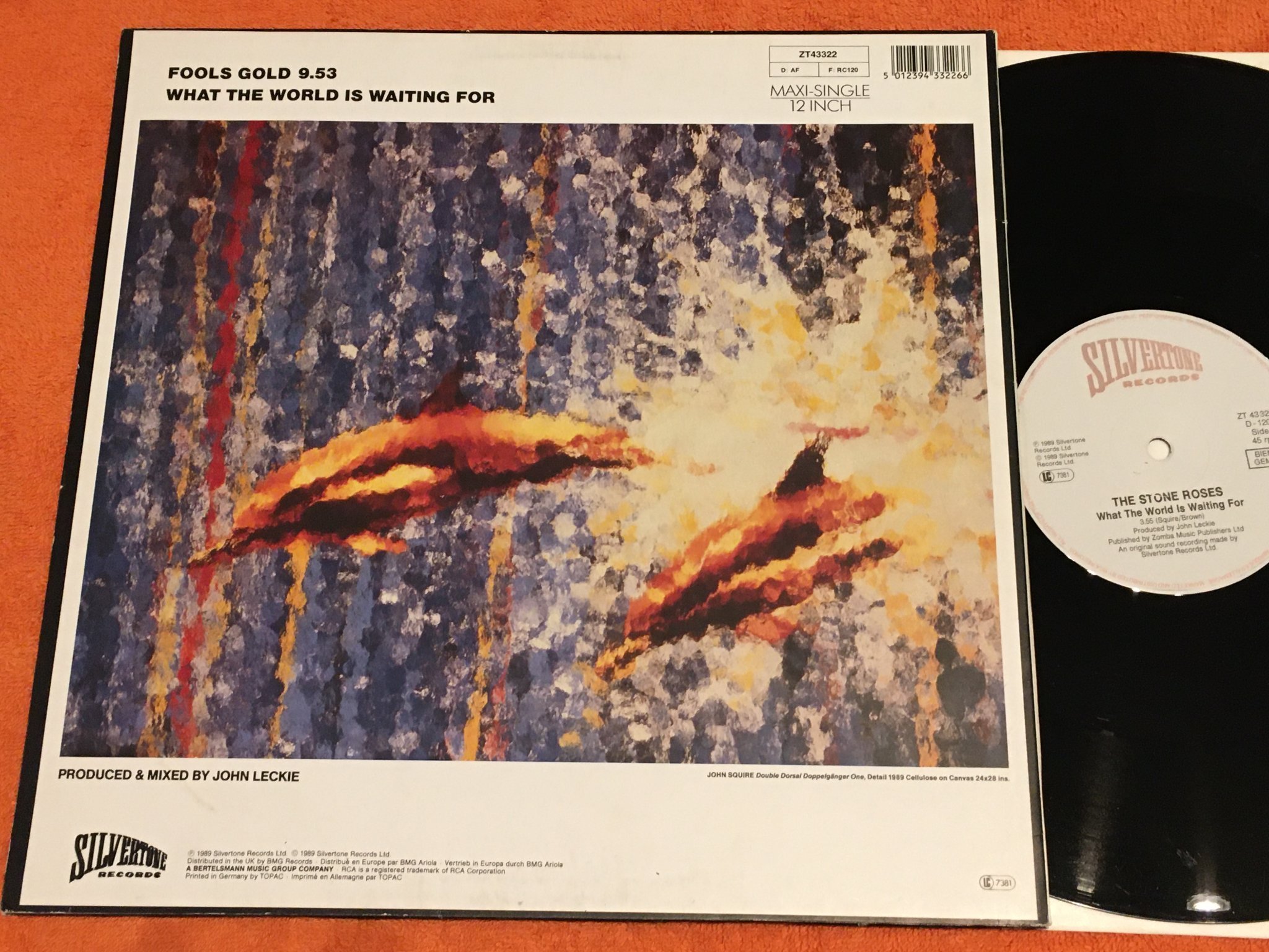 Omslagsbild för skivan THE STONE ROSES fools gold 12"single -89 SILVERTONE ZT 43322