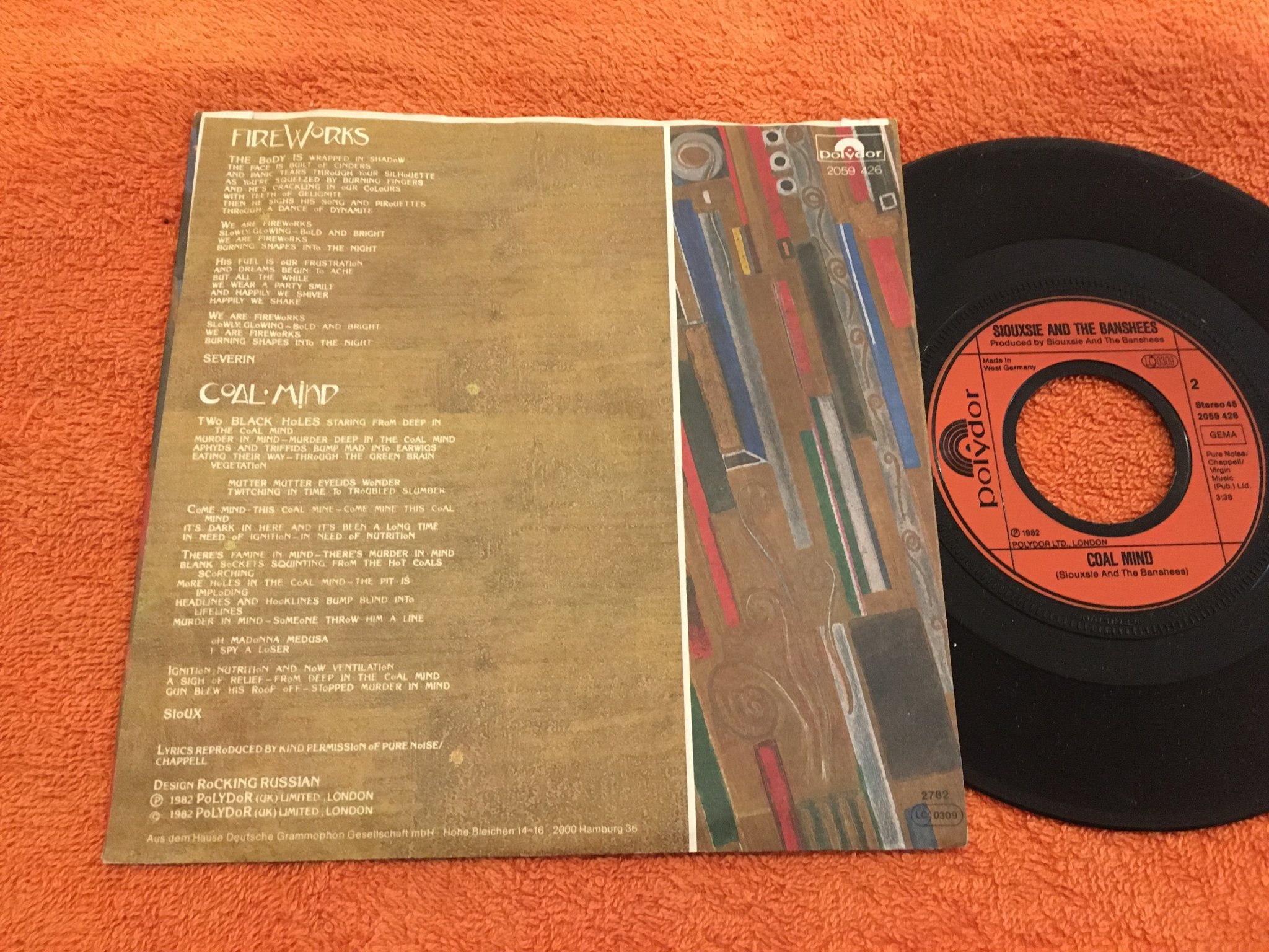 Omslagsbild för skivan Siouxsie And The Banshees - fire works 7” Ger -82 POLYDOR 2059426