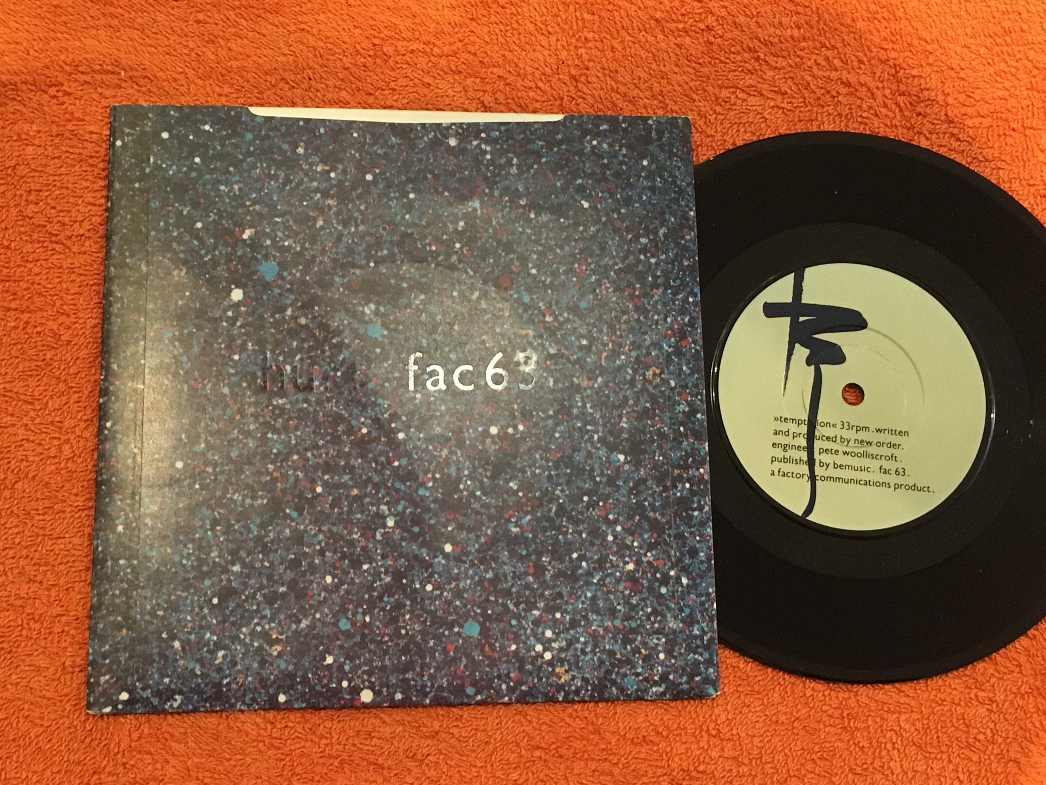 Omslagsbild för skivan NEW ORDER temptation 7” -82 UK factory fac 63