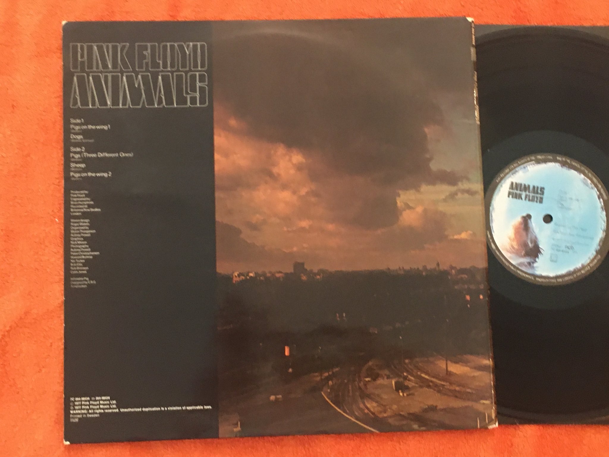Omslagsbild för skivan PINK FLOYD animals LP -77 HARVEST 7C 064-98434